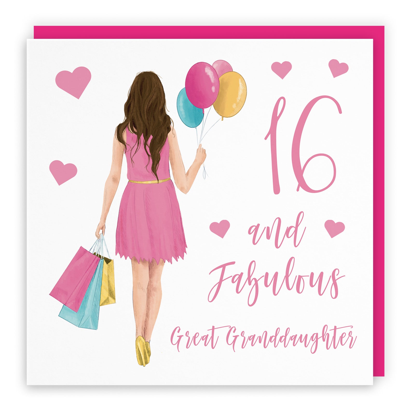 16th Great Granddaughter Birthday Card Balloons Hearts Iconic - Default Title (FH00063)