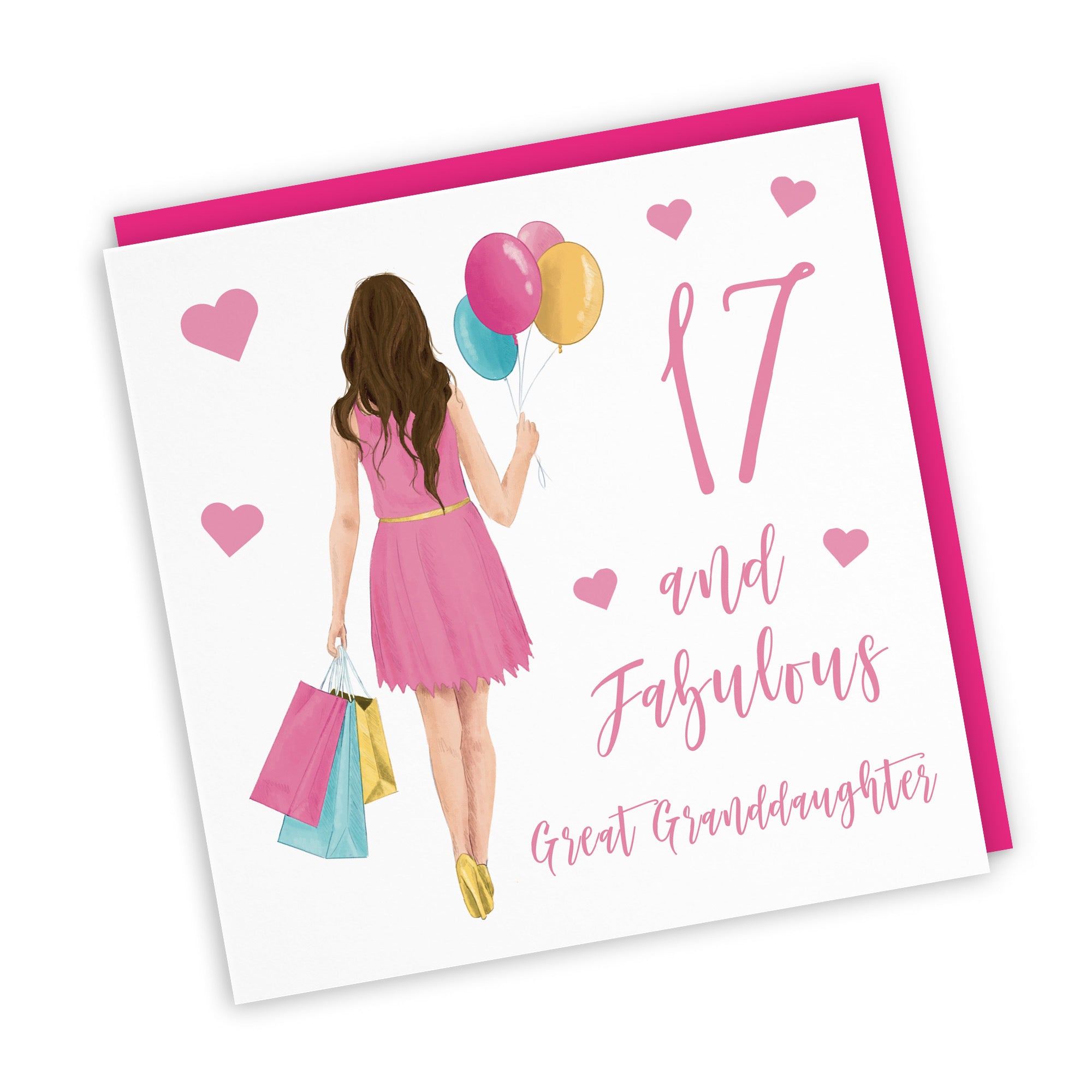 17th Great Granddaughter Birthday Card Balloons Hearts Iconic - Default Title (FH00064)