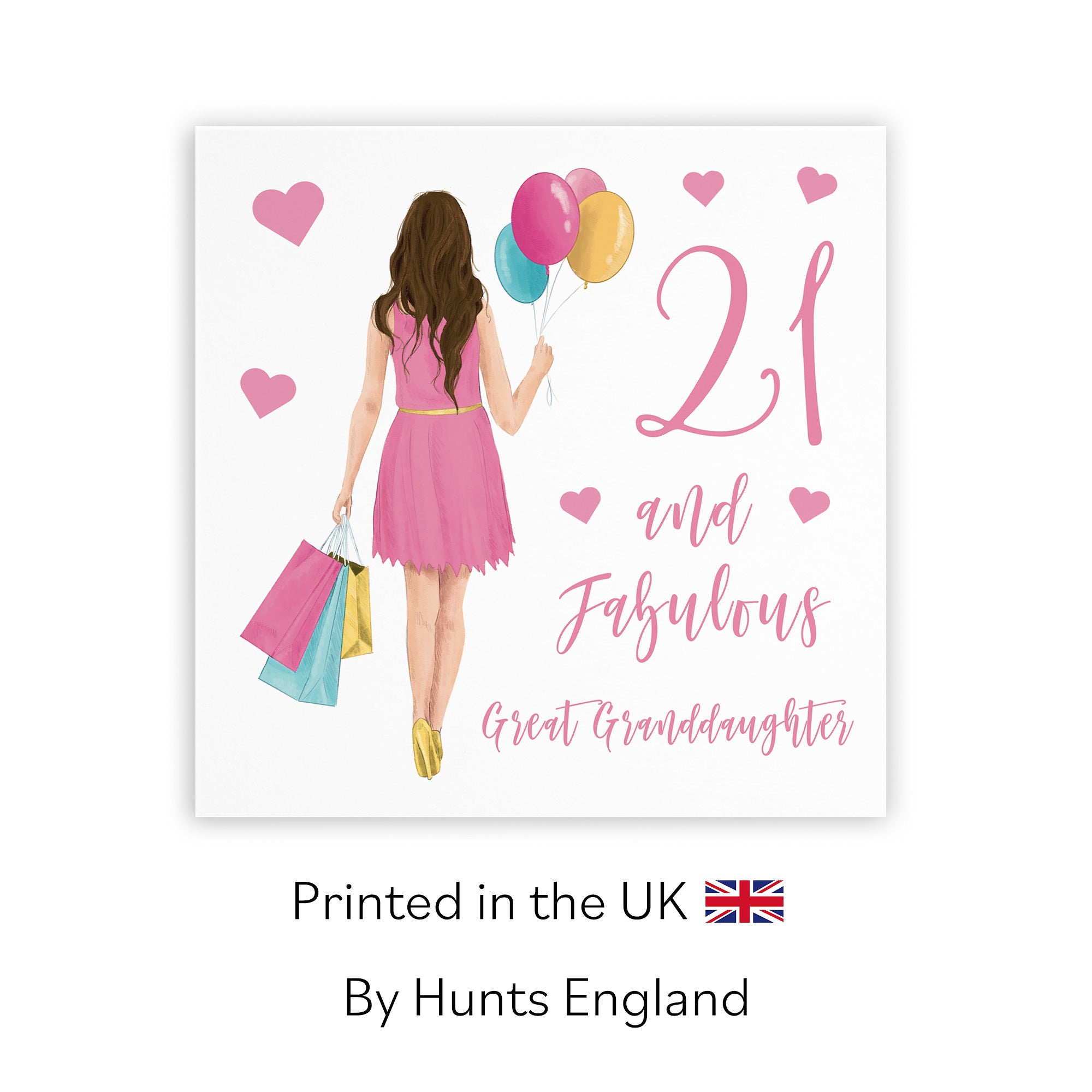 21st Great Granddaughter Birthday Card Balloons Hearts Iconic - Default Title (FH00066)