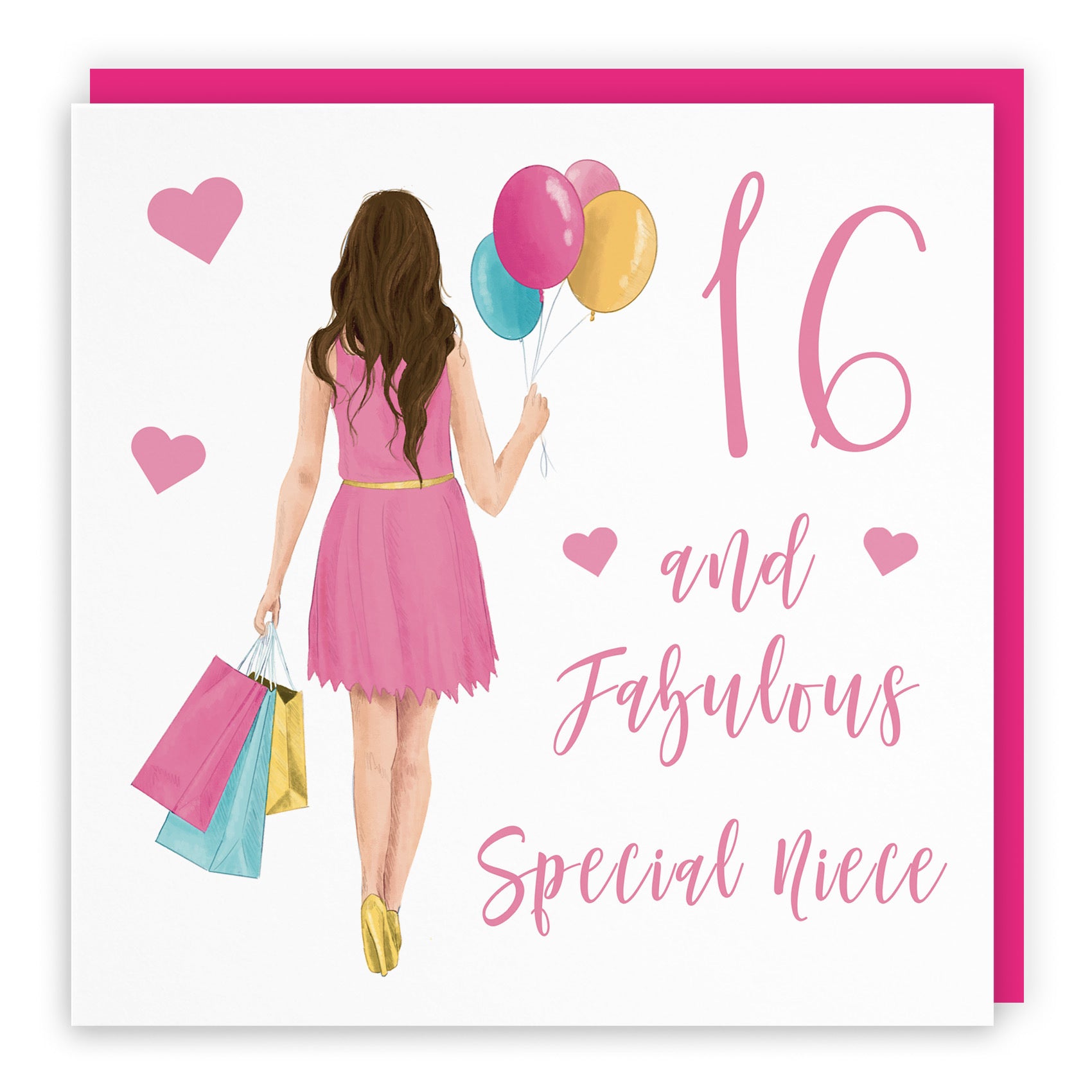16th Niece Birthday Card Balloons Hearts Iconic - Default Title (FH00068)
