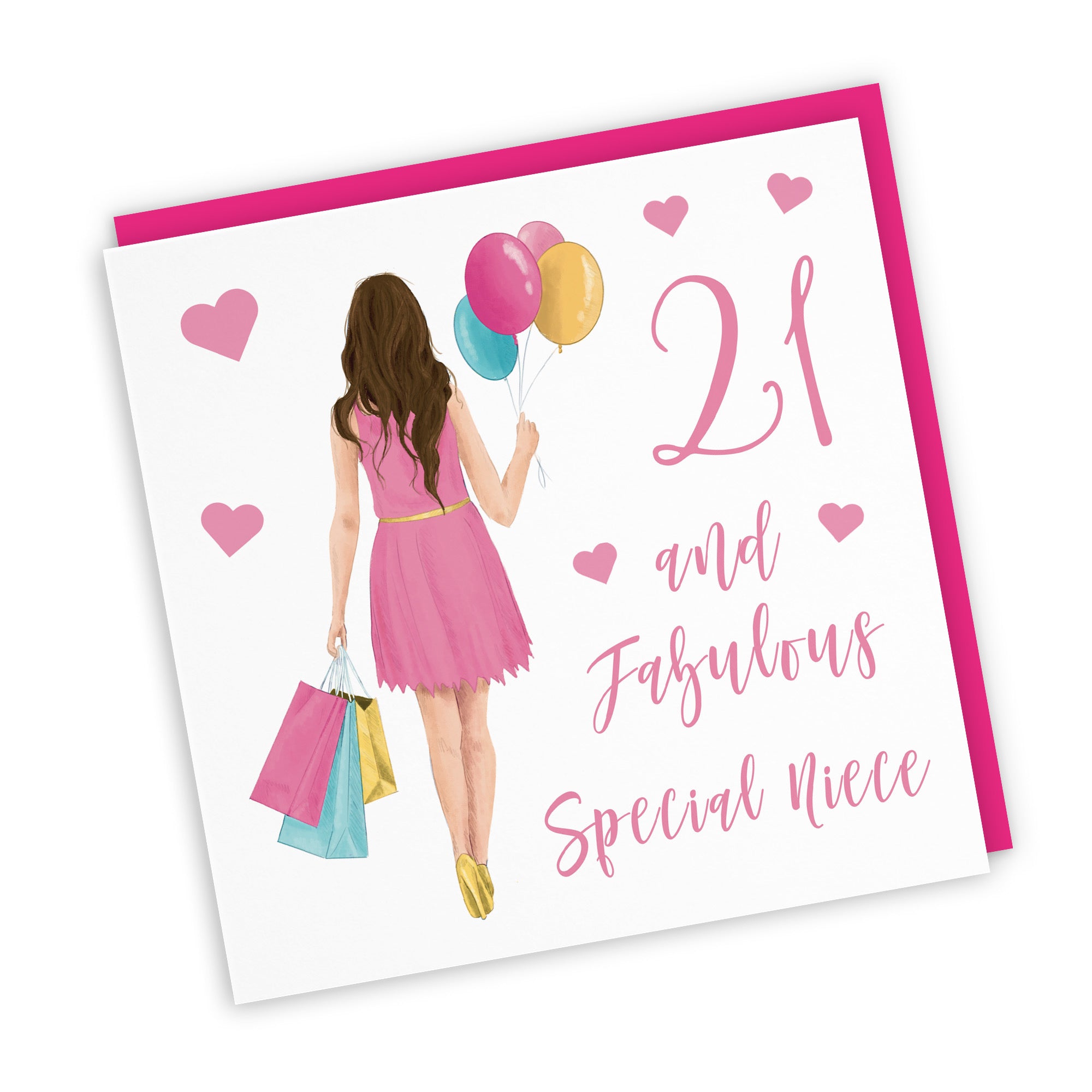21st Niece Birthday Card Balloons Hearts Iconic - Default Title (FH00073)