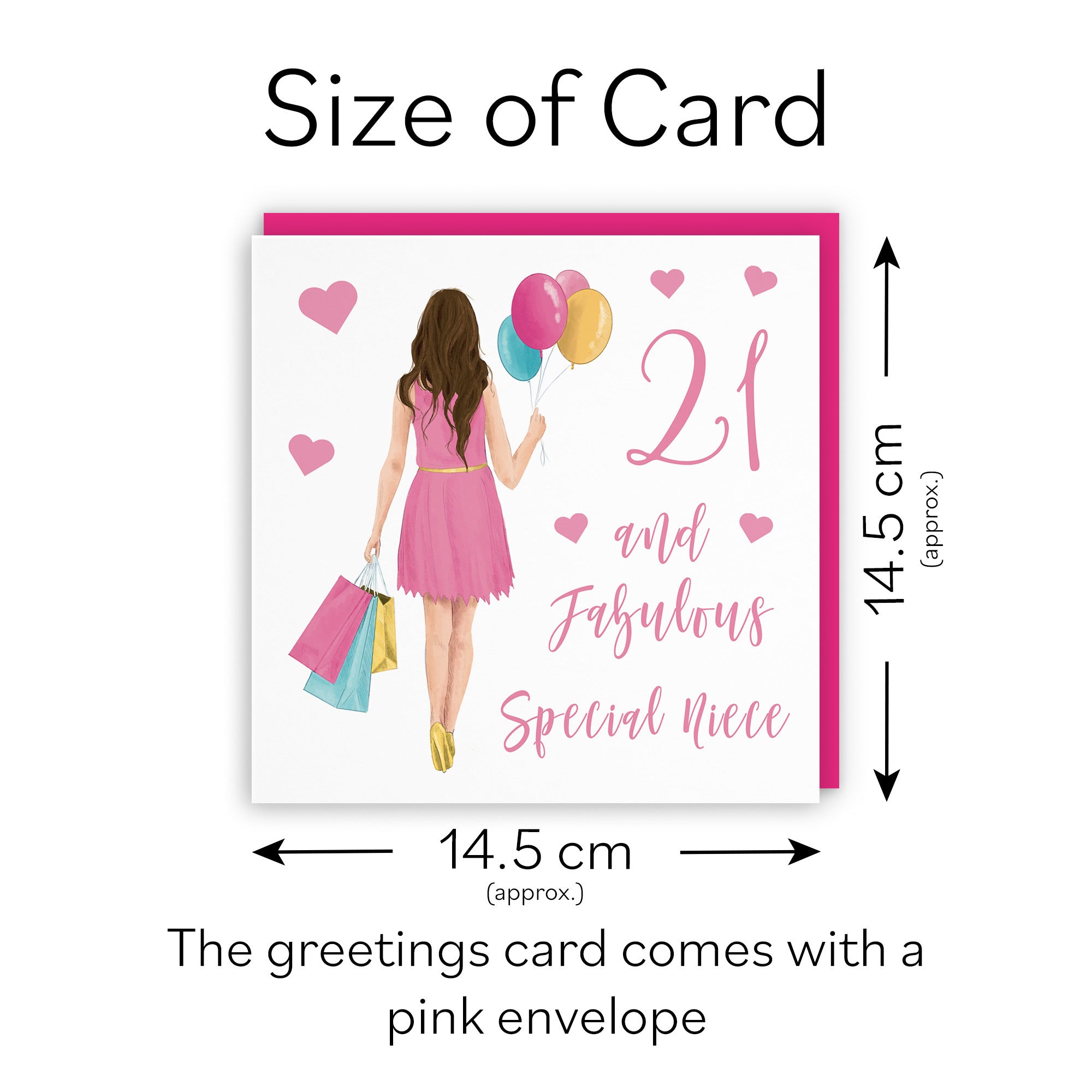 21st Niece Birthday Card Balloons Hearts Iconic - Default Title (FH00073)