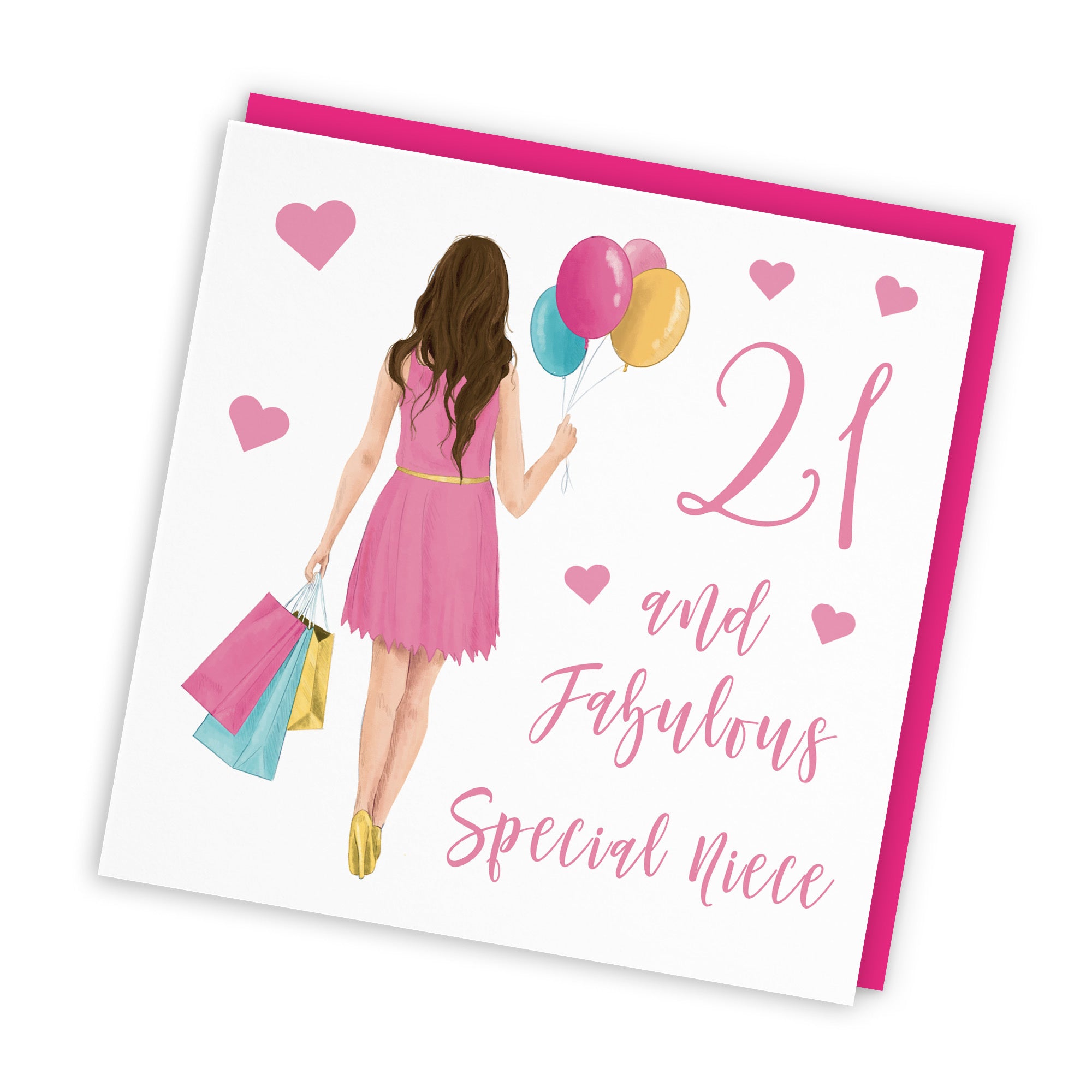 21st Niece Birthday Card Balloons Hearts Iconic - Default Title (FH00073)