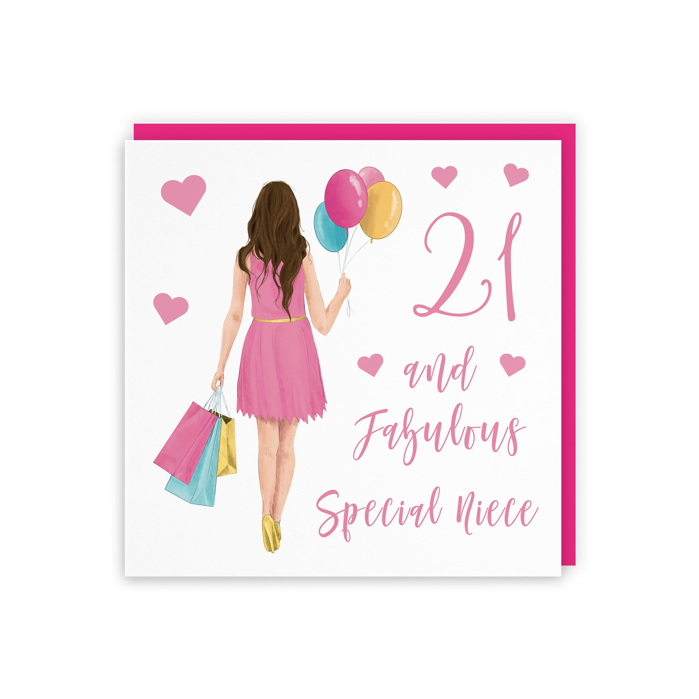 21st Niece Birthday Card Balloons Hearts Iconic - Default Title (FH00073)