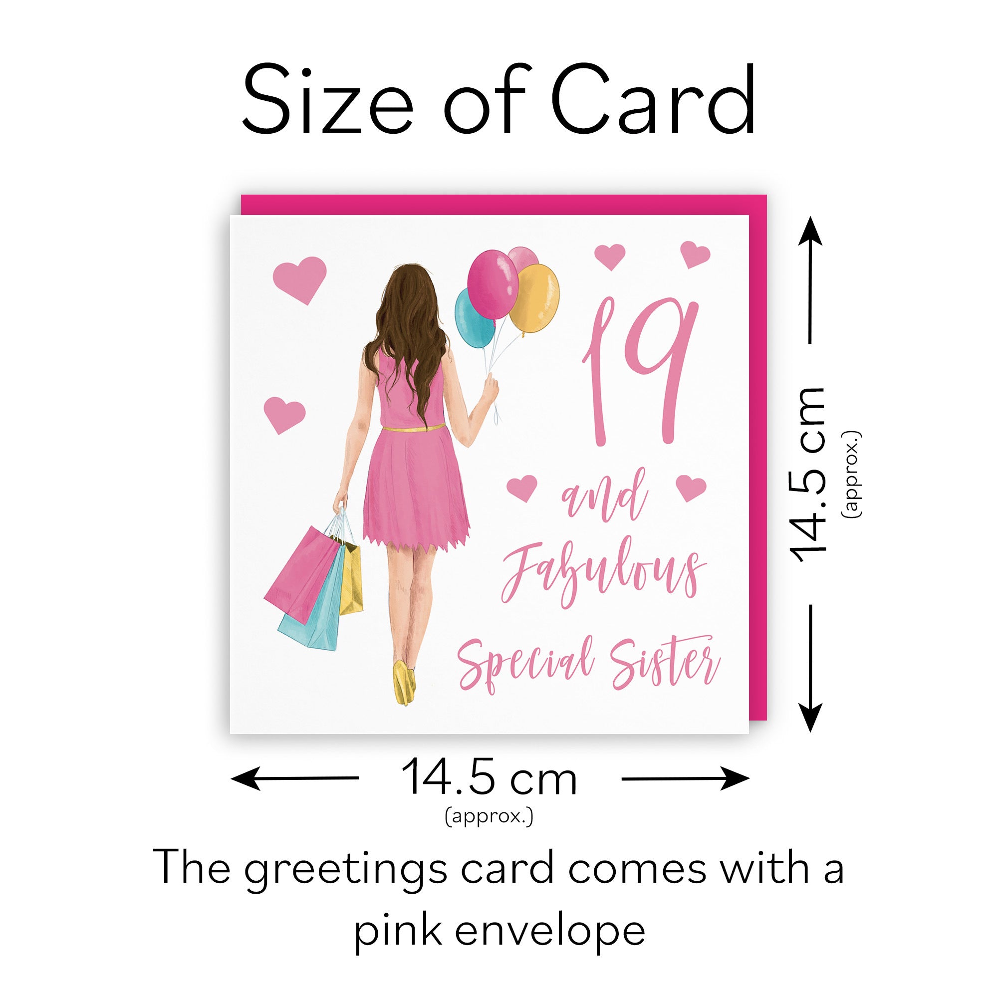 19th Sister Birthday Card Balloons Hearts Iconic - Default Title (FH00079)