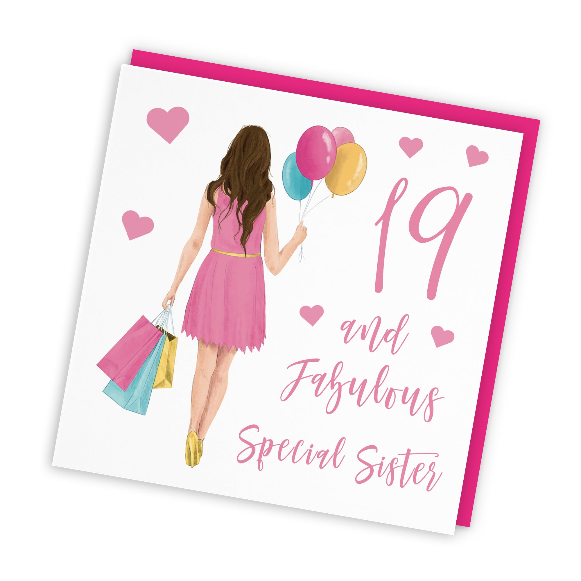 19th Sister Birthday Card Balloons Hearts Iconic - Default Title (FH00079)
