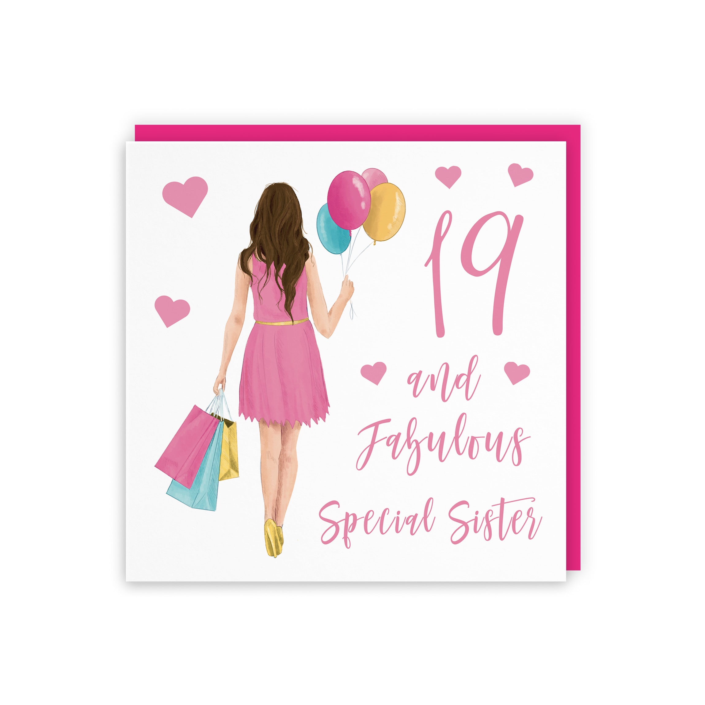 19th Sister Birthday Card Balloons Hearts Iconic - Default Title (FH00079)
