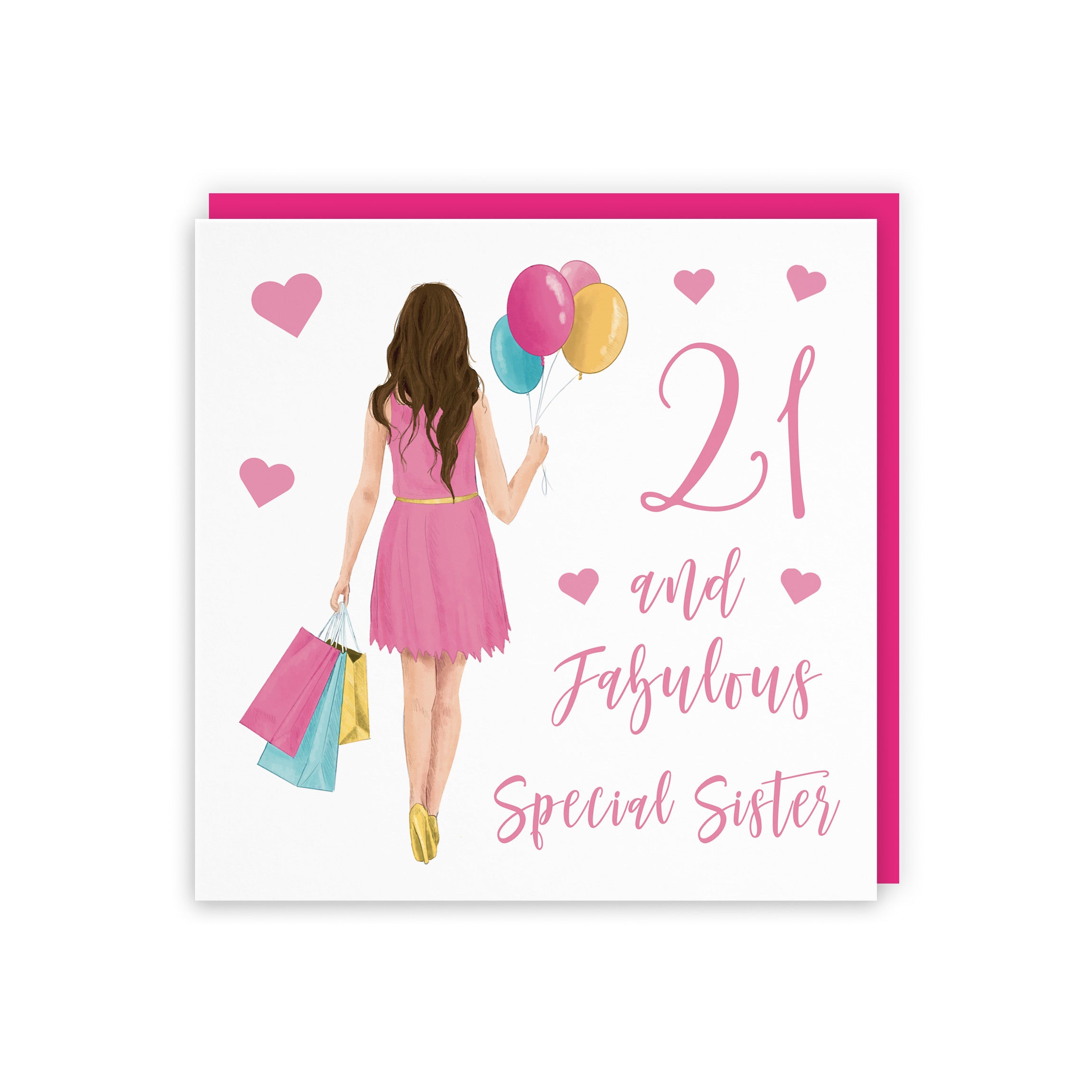 21st Sister Birthday Card Balloons Hearts Iconic - Default Title (FH00081)
