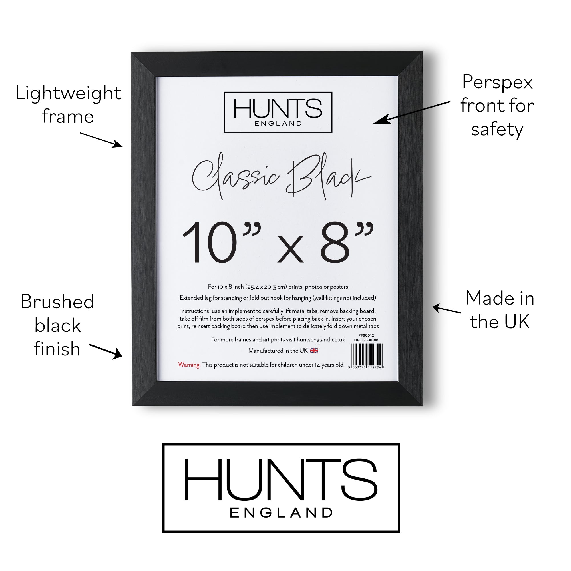 Classic Black 10x8 Inch Picture Frame