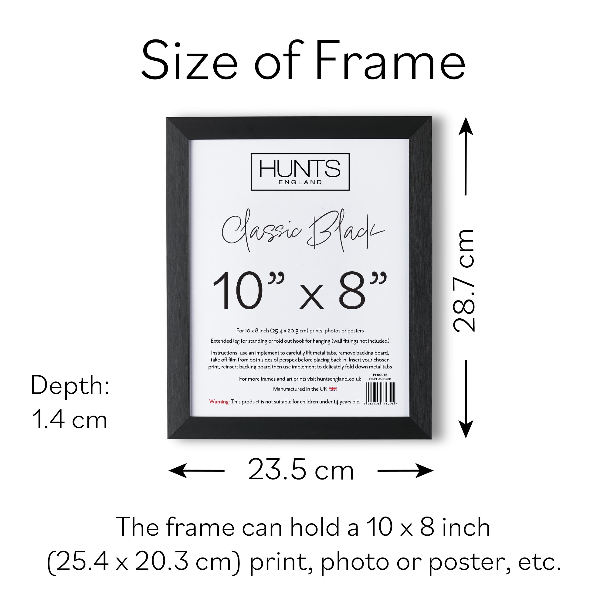 Classic Black 10x8 Inch Picture Frame