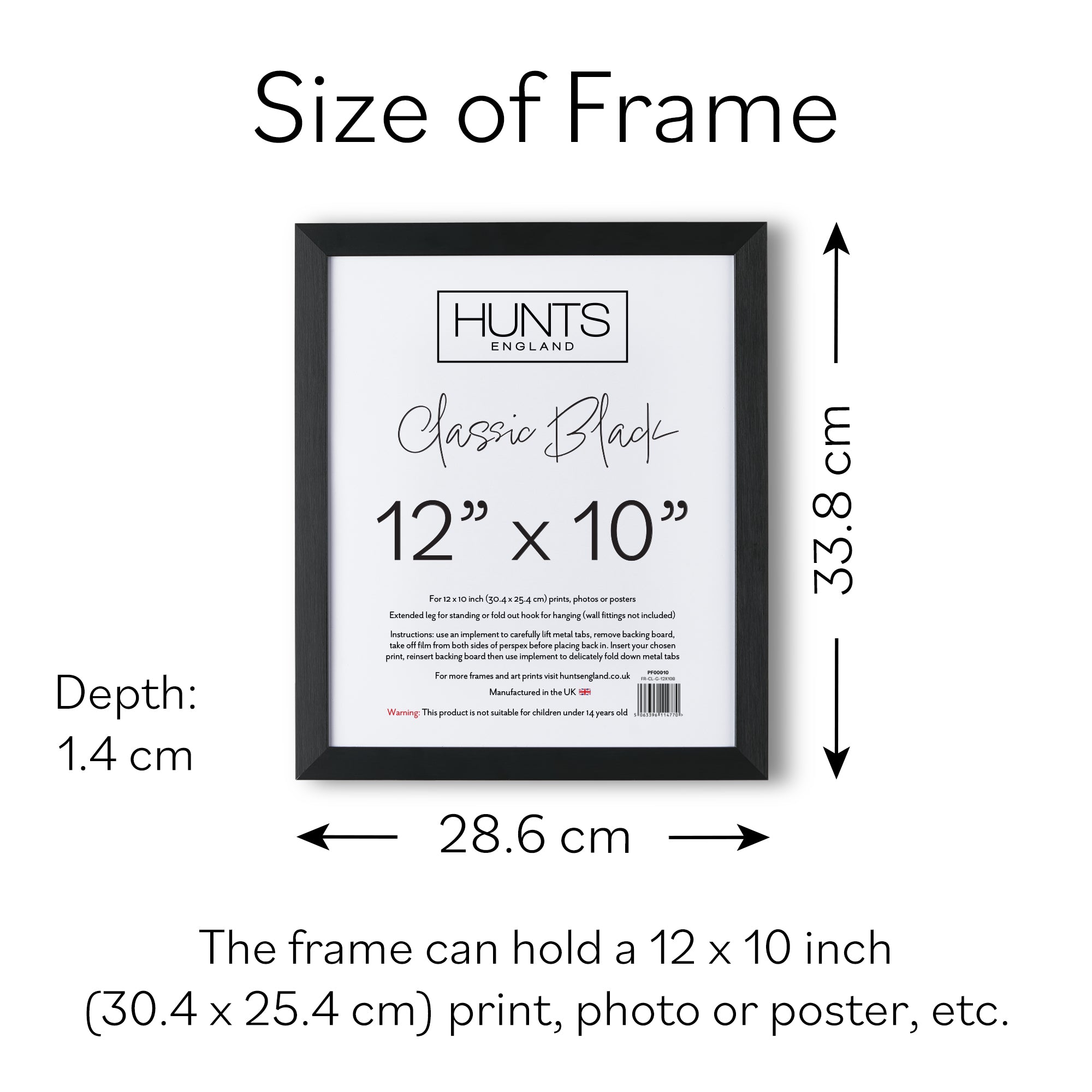 Classic Black 12x10 Inch Picture Frame