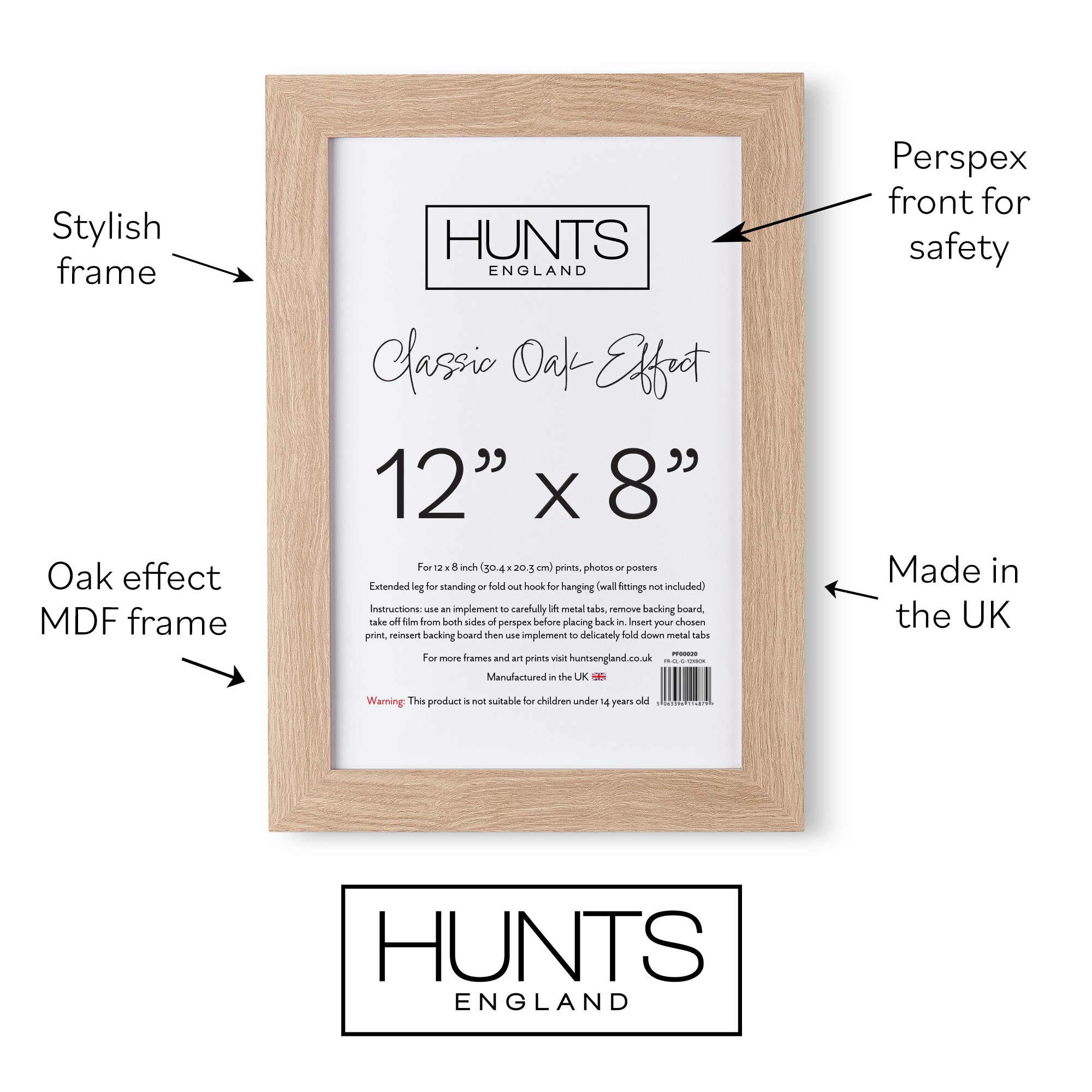 Classic Oak Effect 12x8 Inch Picture Frame