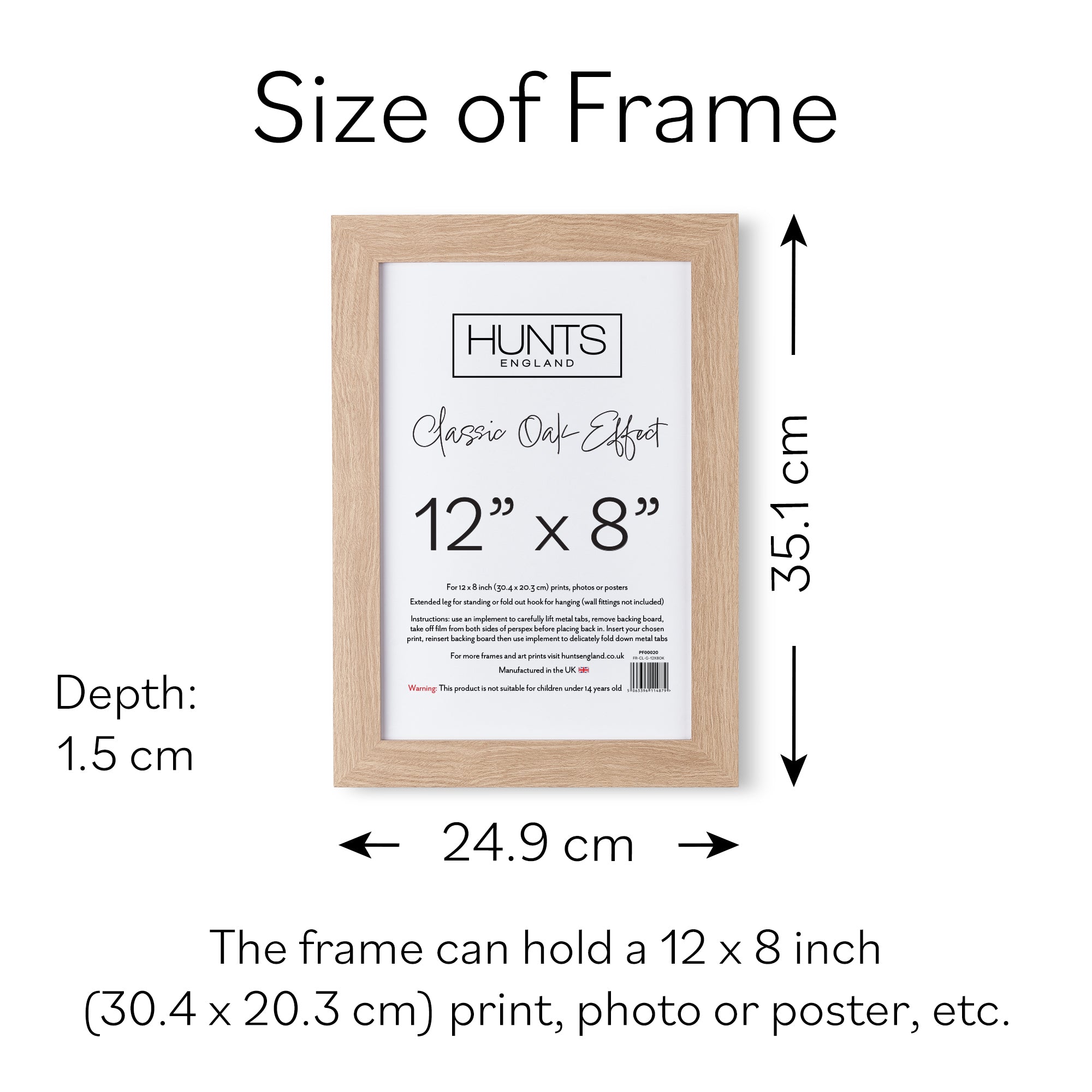 Classic Oak Effect 12x8 Inch Picture Frame