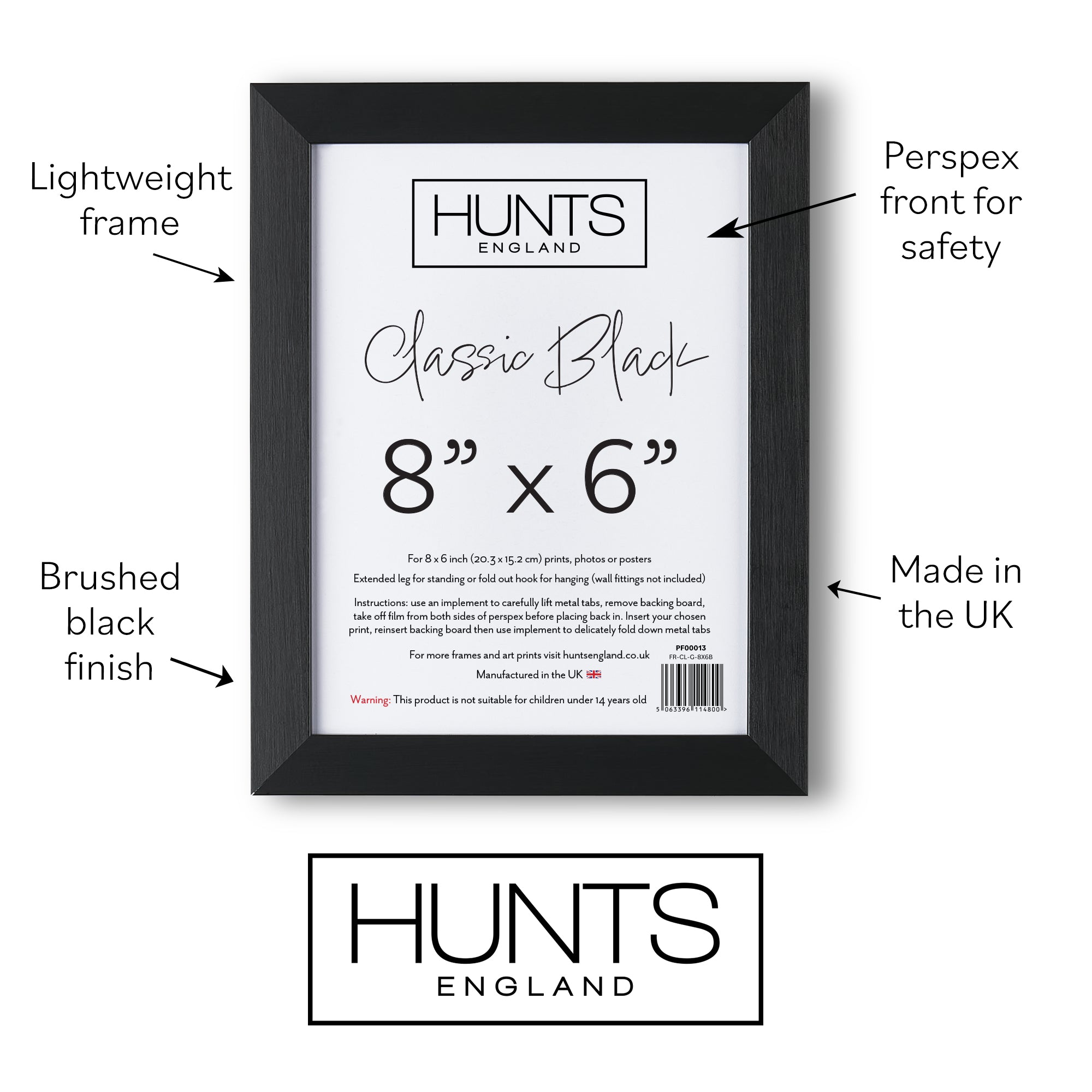 Classic Black 8x6 Inch Picture Frame