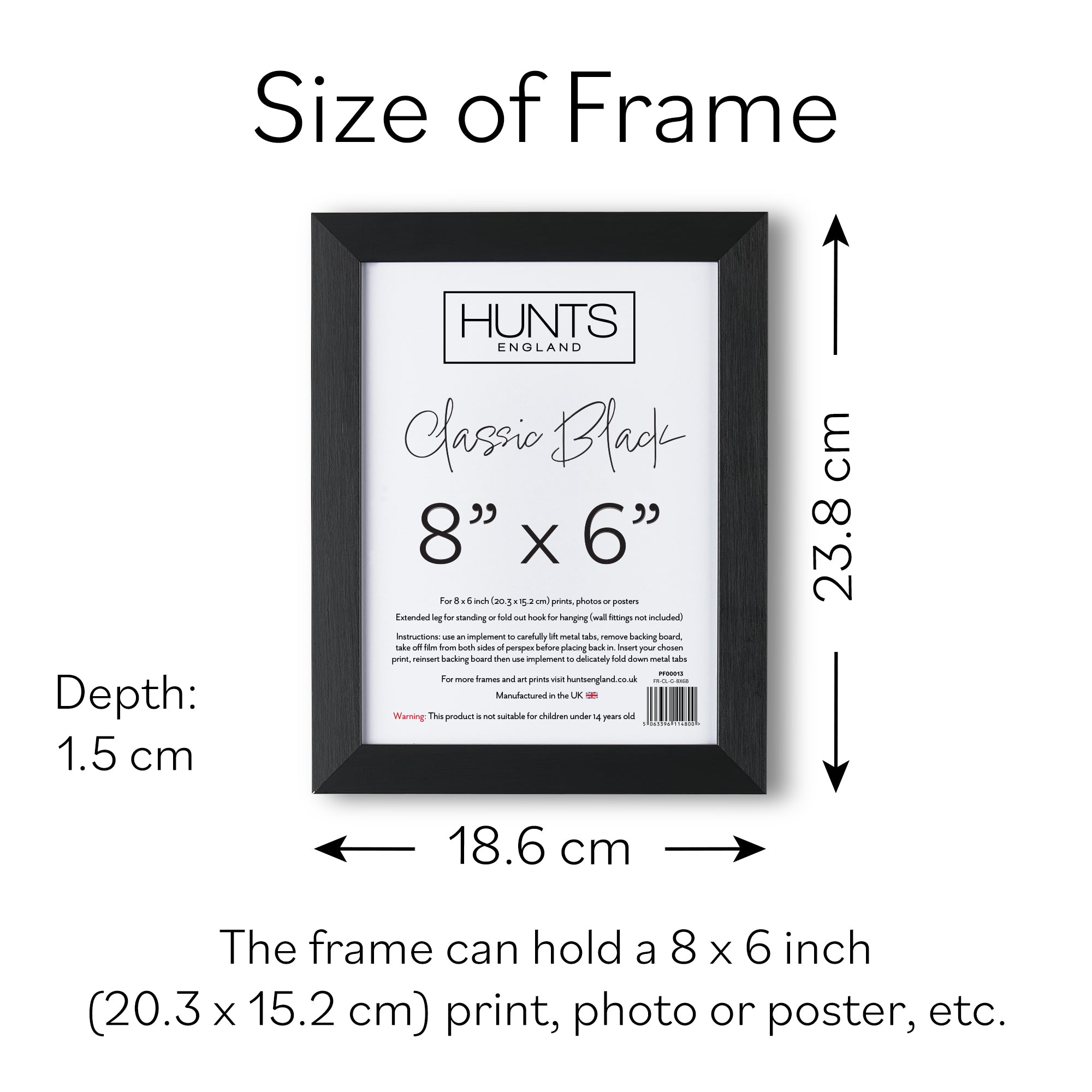 Classic Black 8x6 Inch Picture Frame