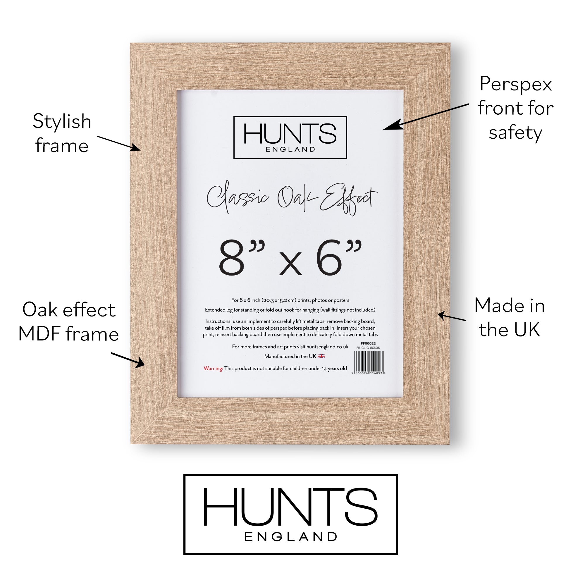 Classic Oak Effect 8x6 Inch Picture Frame