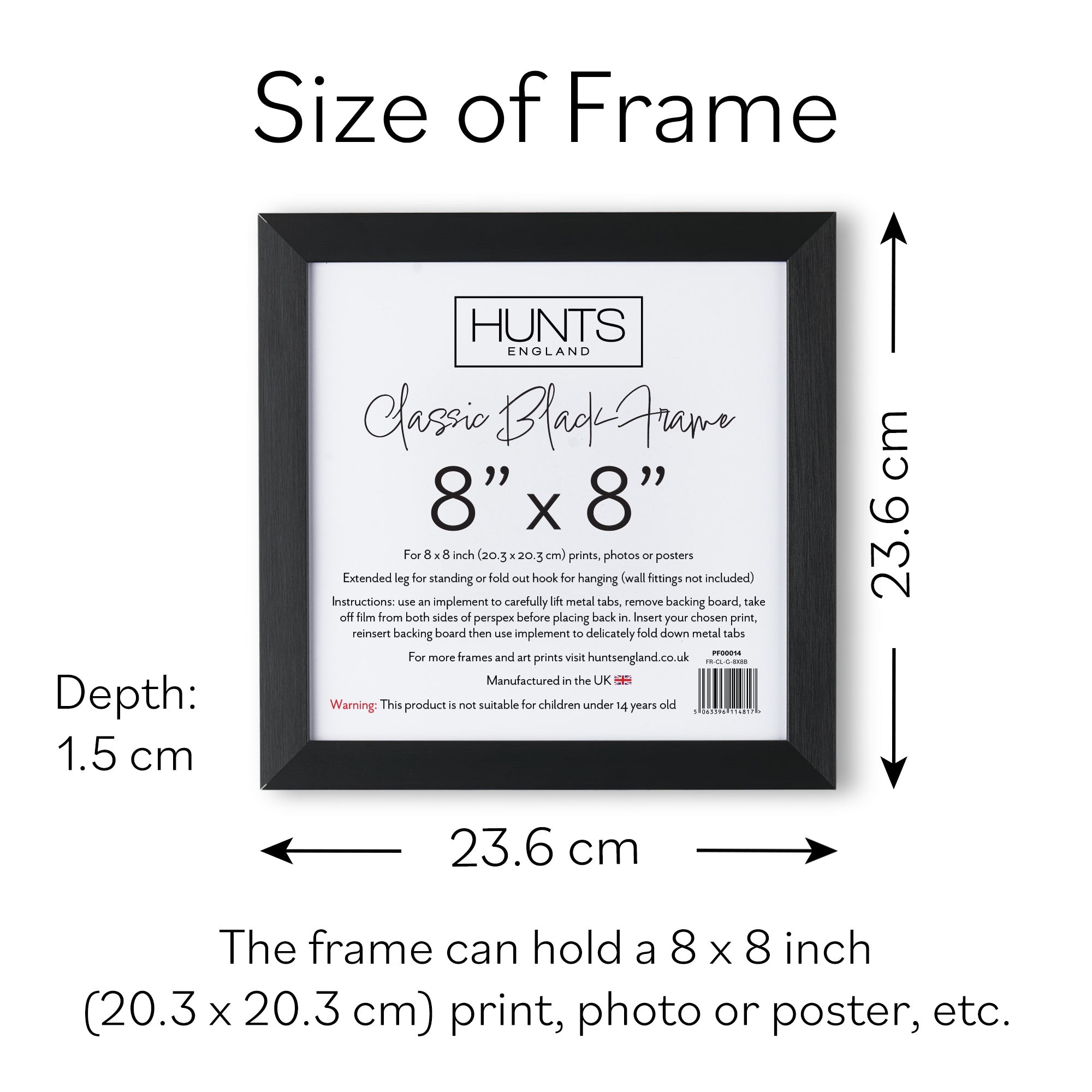 Classic Black 8x8 Inch Picture Frame