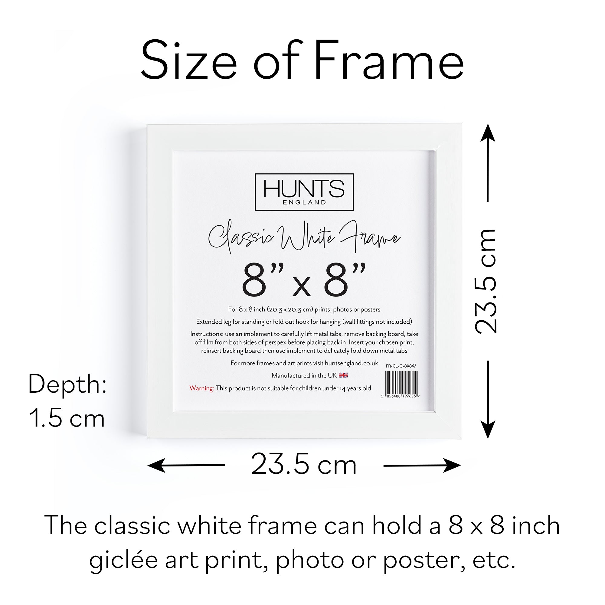 Classic White 8x8 Inch Picture Frame