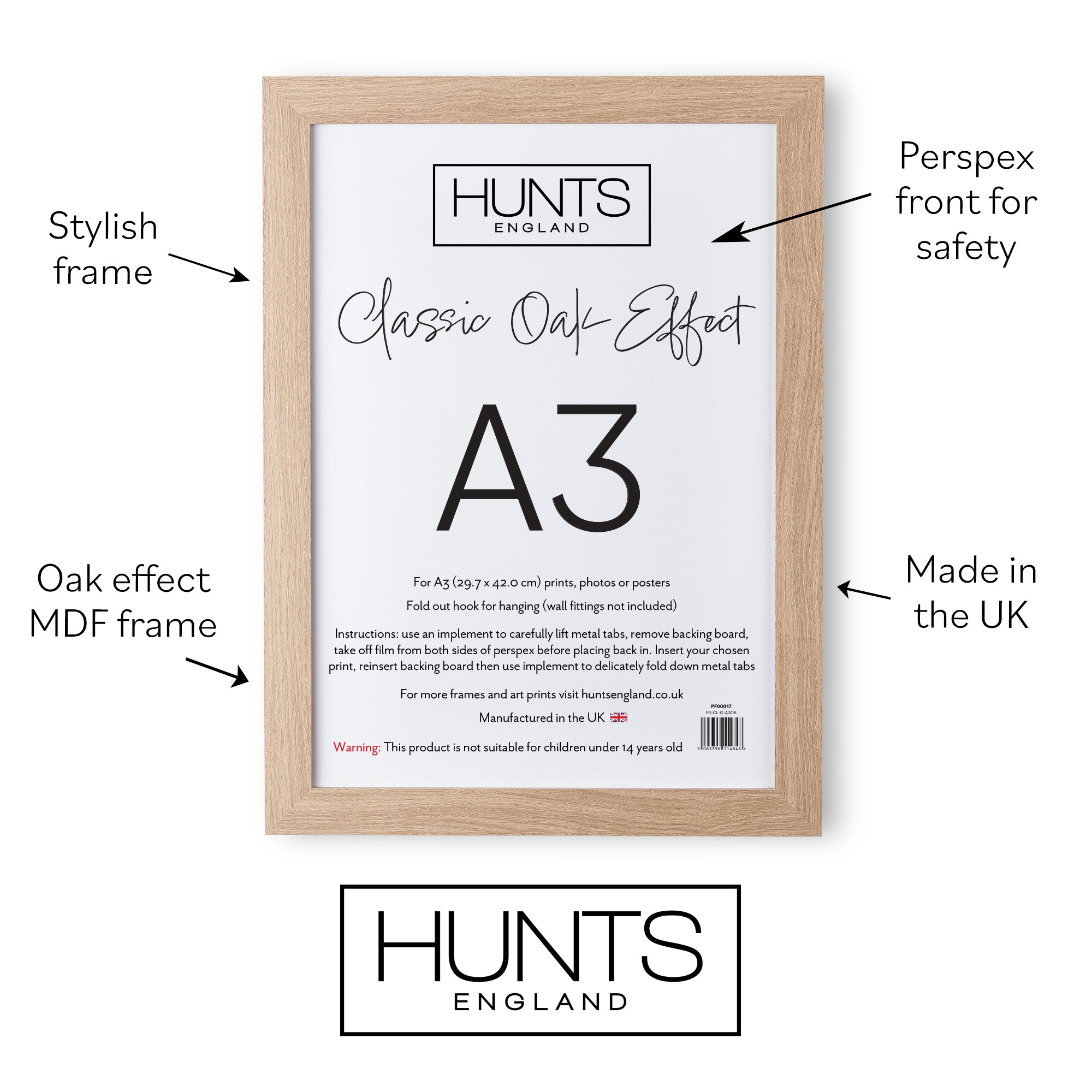 Classic Oak Effect A3 Picture Frame