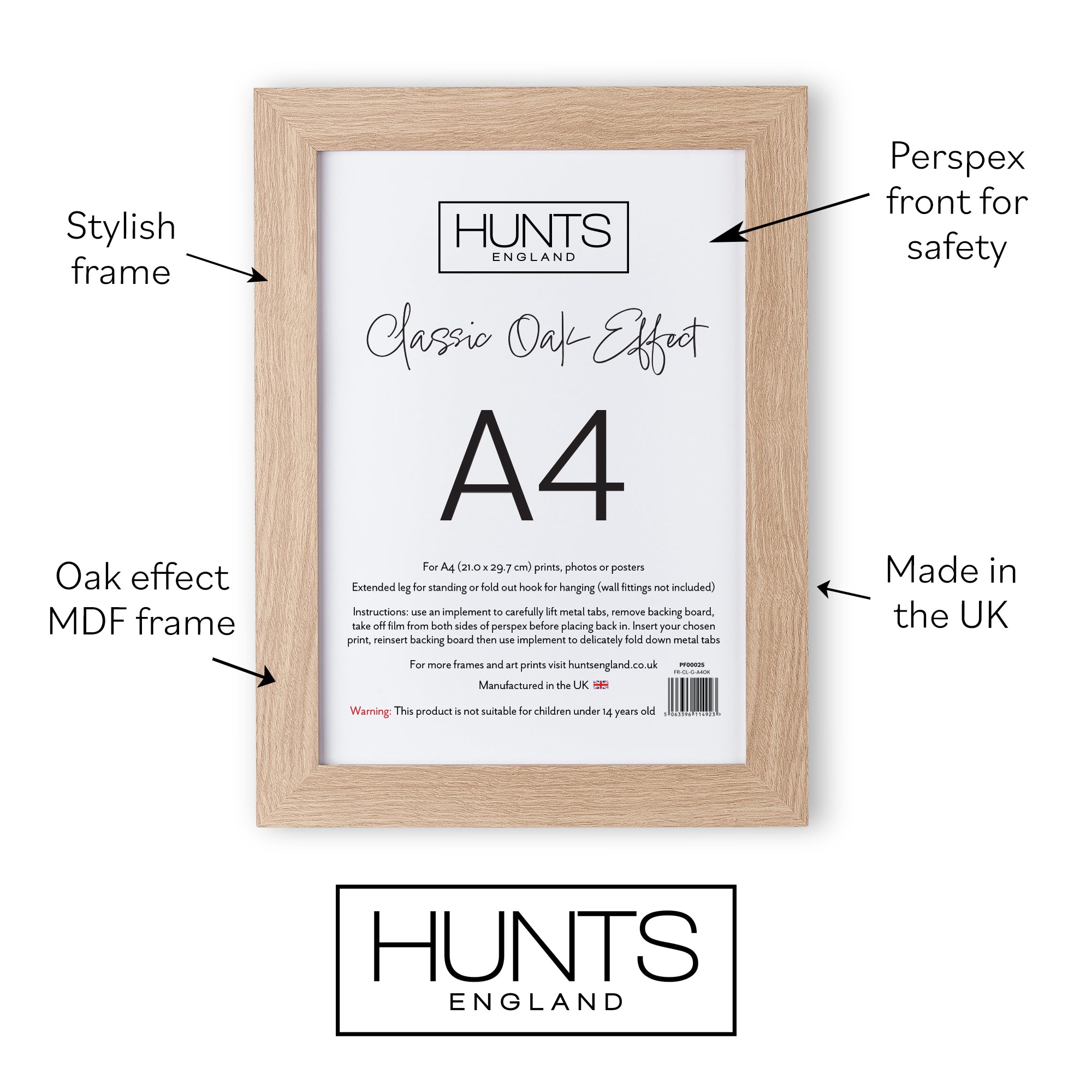 Classic Oak Effect A4 Picture Frame