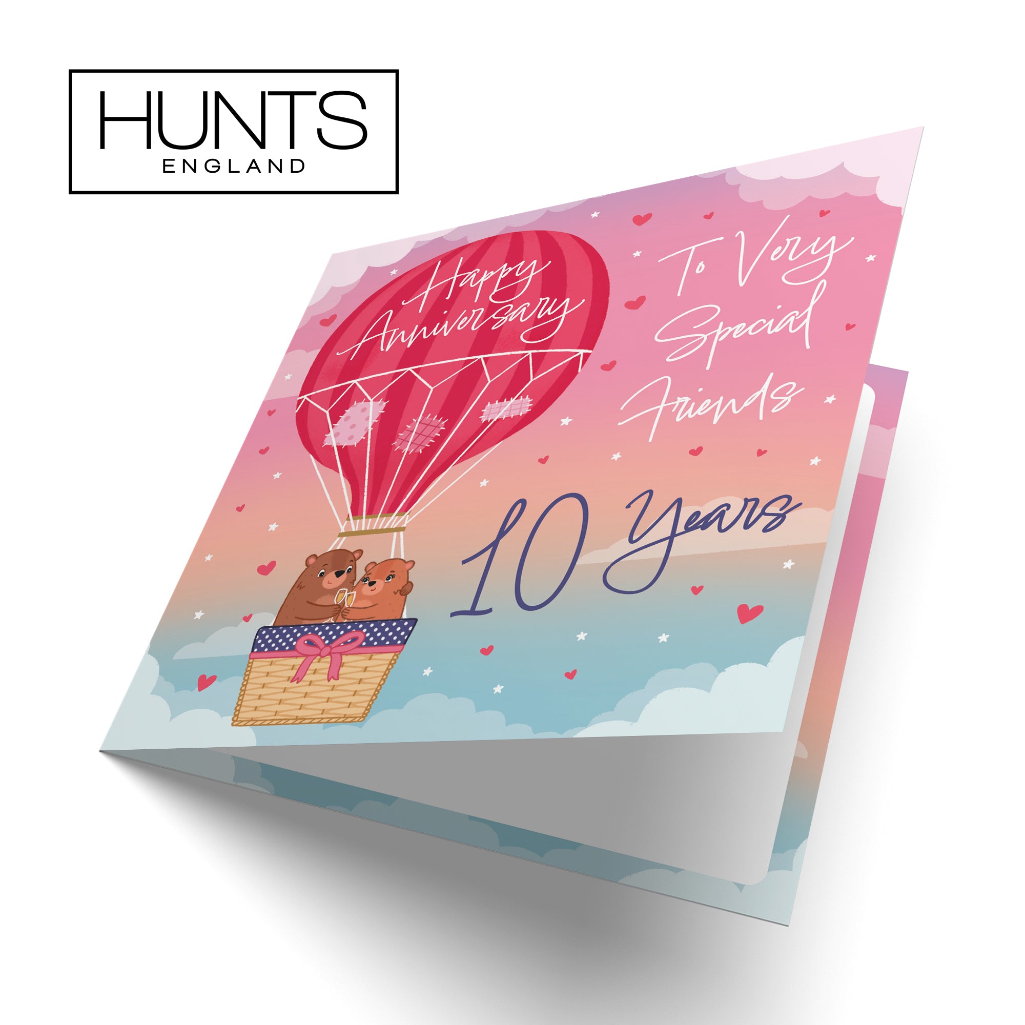 10th Very Special Friends Hot Air Balloon Anniversary Card Cute Bears