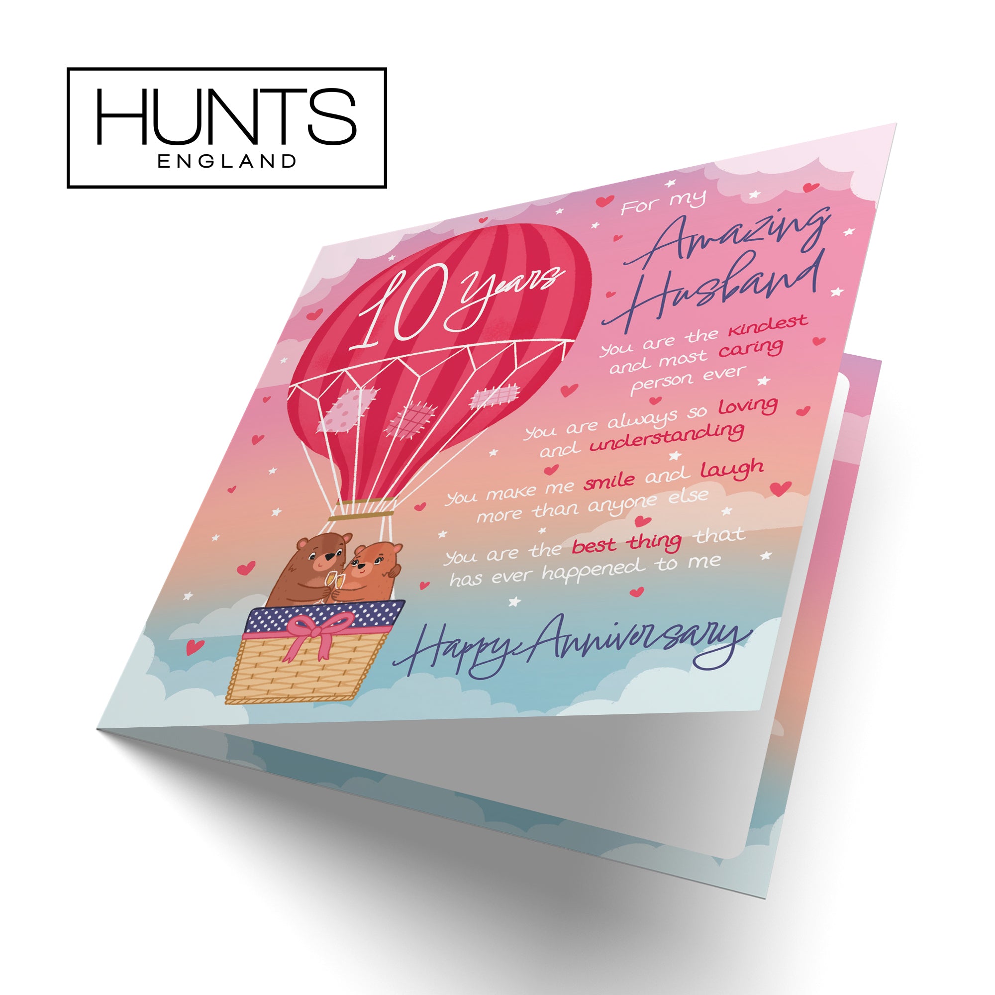 10th Husband Anniversary Poem Card Love Is In The Air Cute Bears