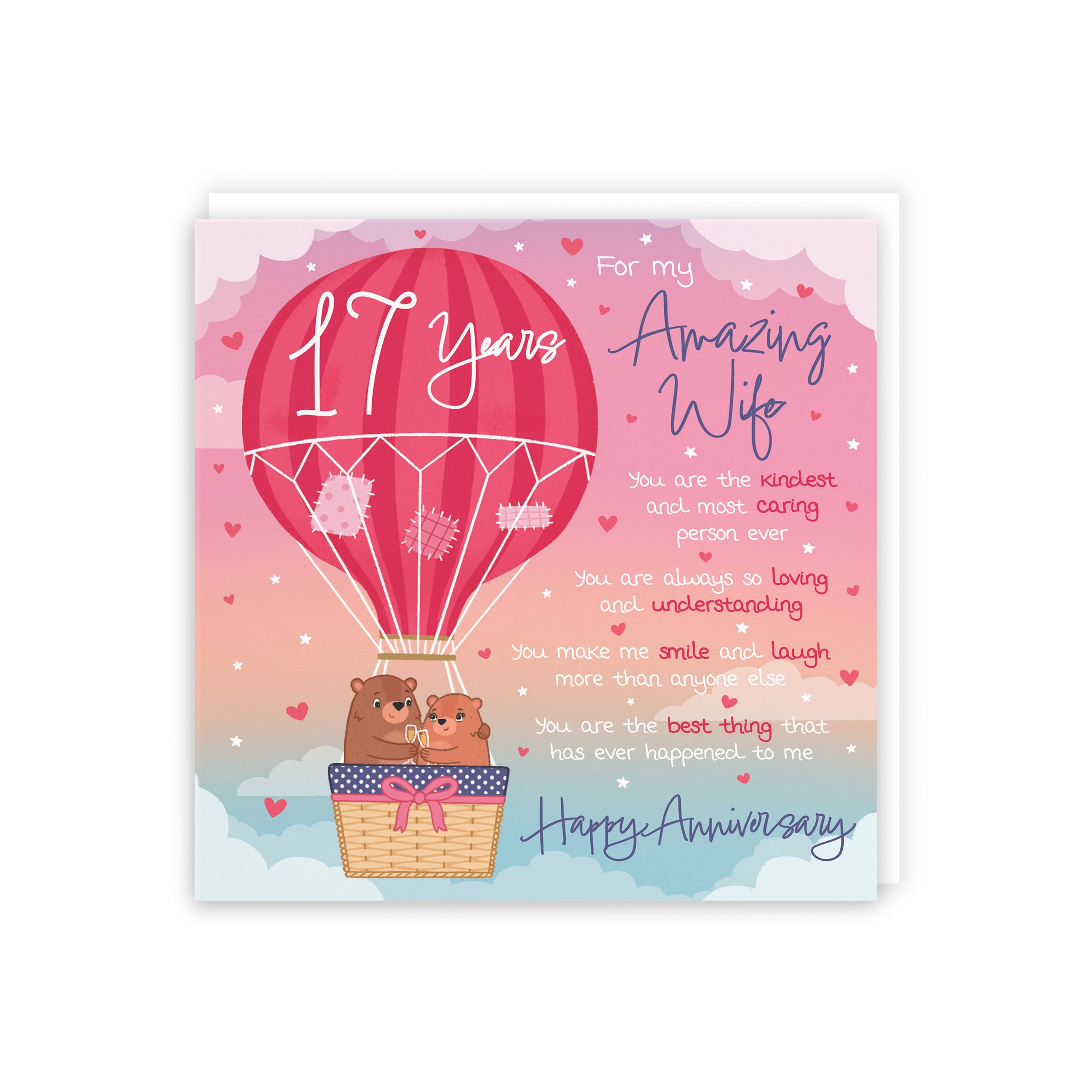 17th Wife Anniversary Poem Card Love Is In The Air Cute Bears