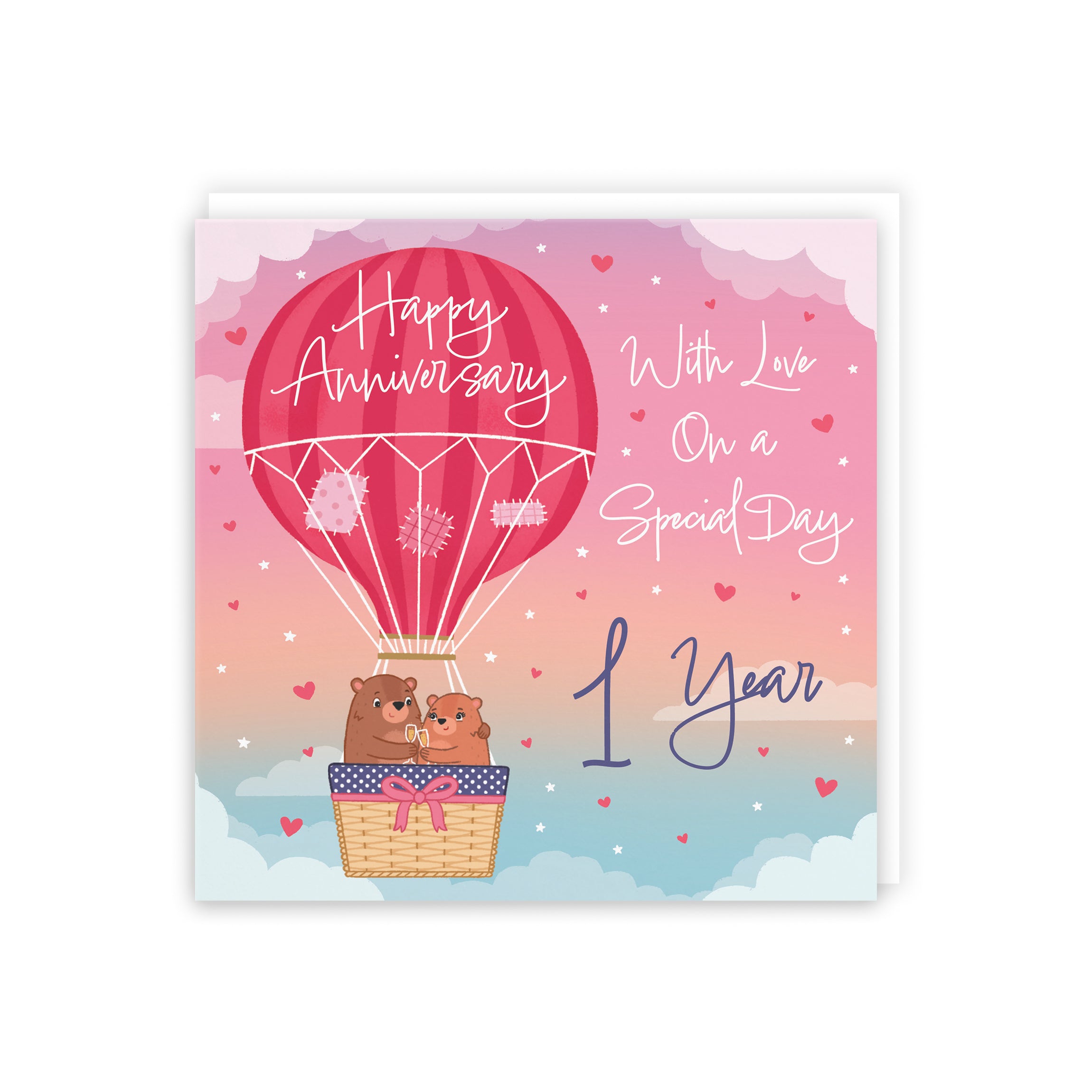 1st Hot Air Balloon Anniversary Card Cute Bears