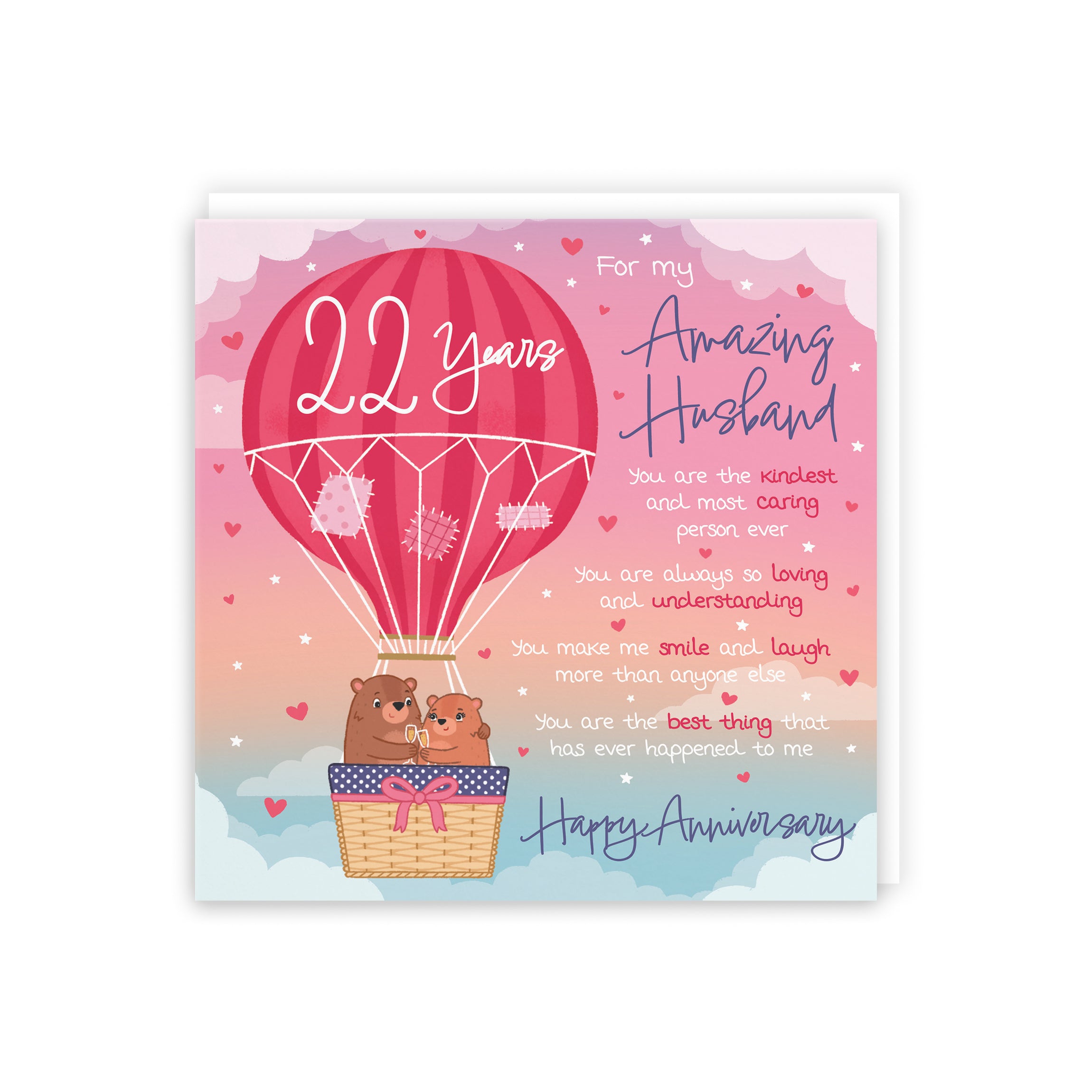 22nd Husband Anniversary Poem Card Love Is In The Air Cute Bears