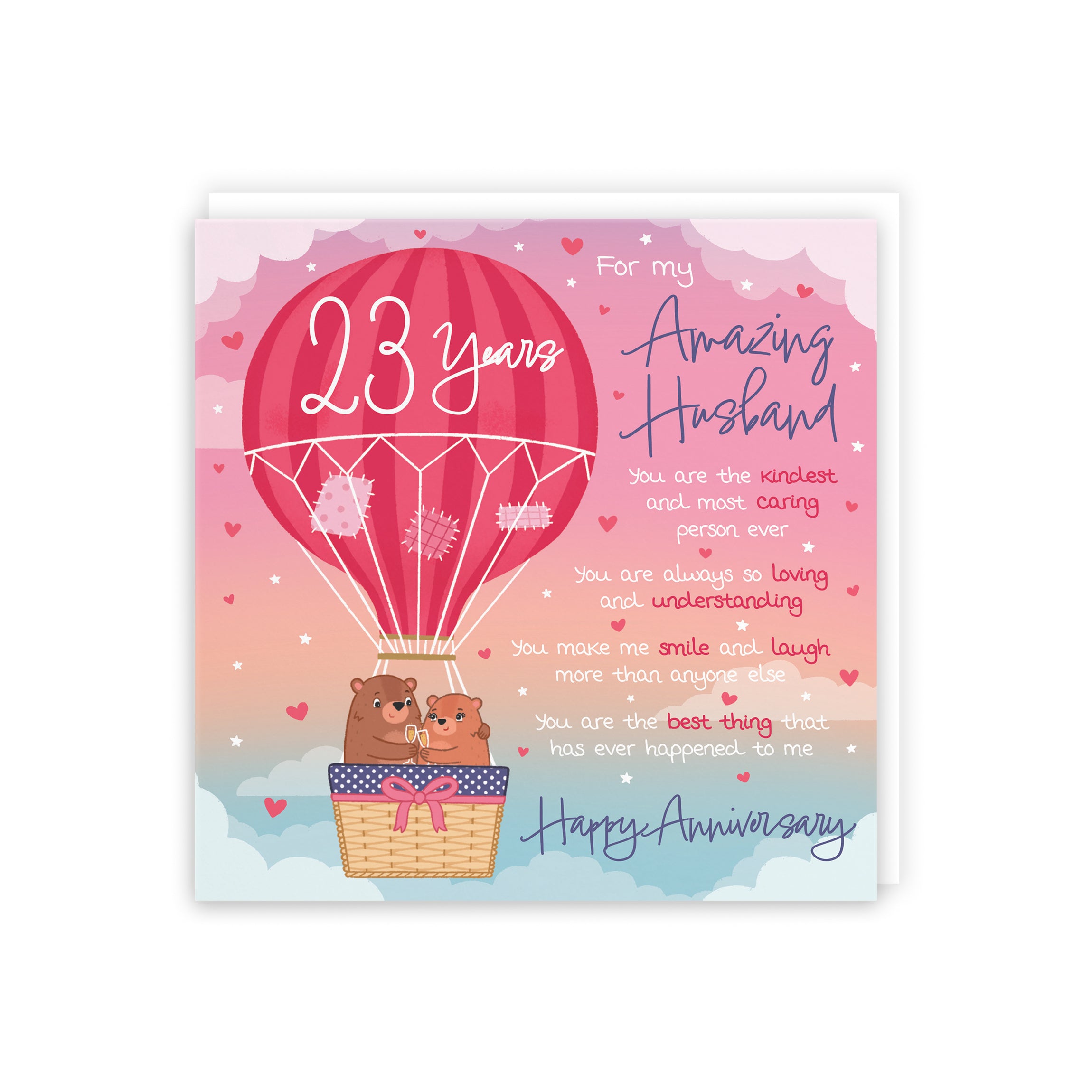 23rd Husband Anniversary Poem Card Love Is In The Air Cute Bears