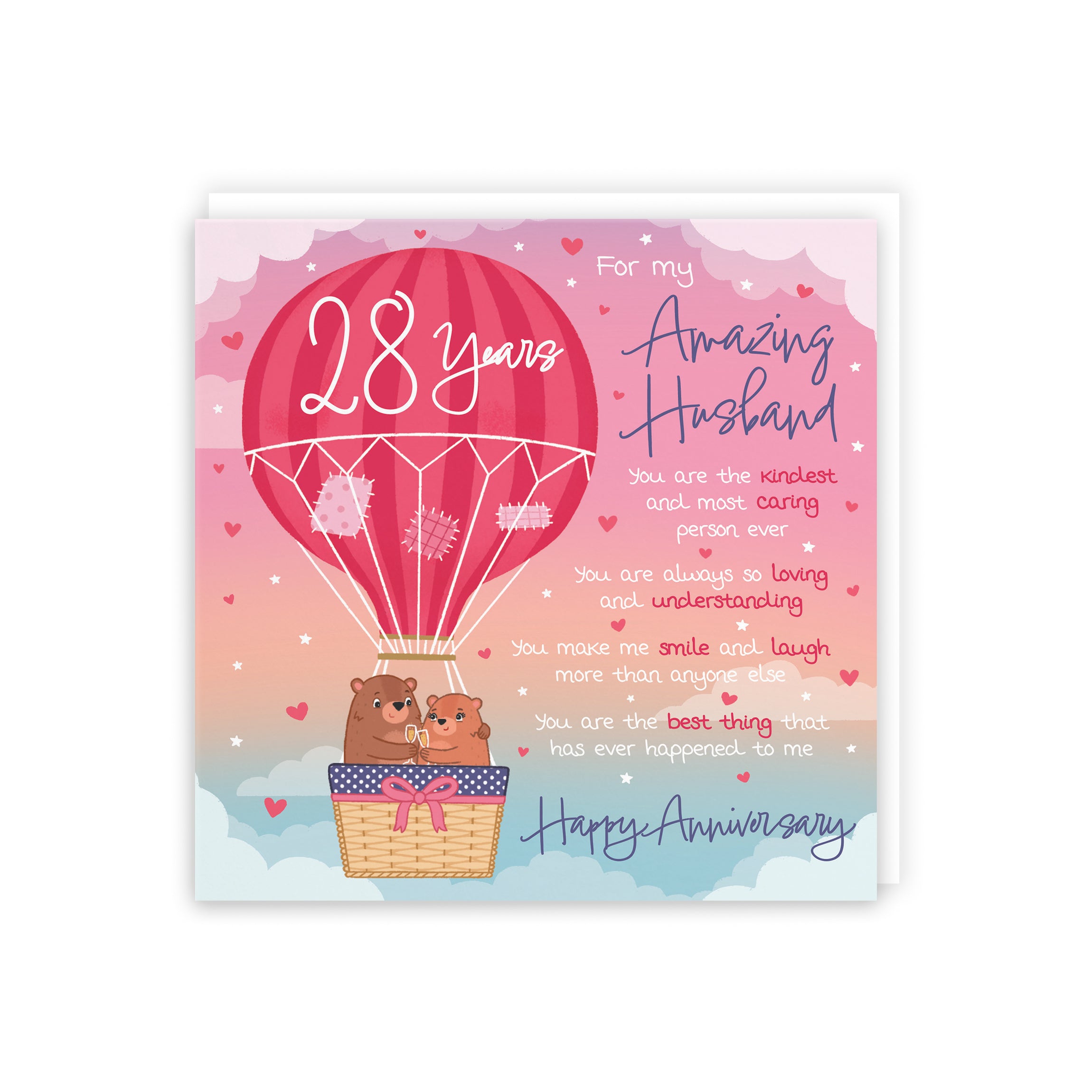 28th Husband Anniversary Poem Card Love Is In The Air Cute Bears