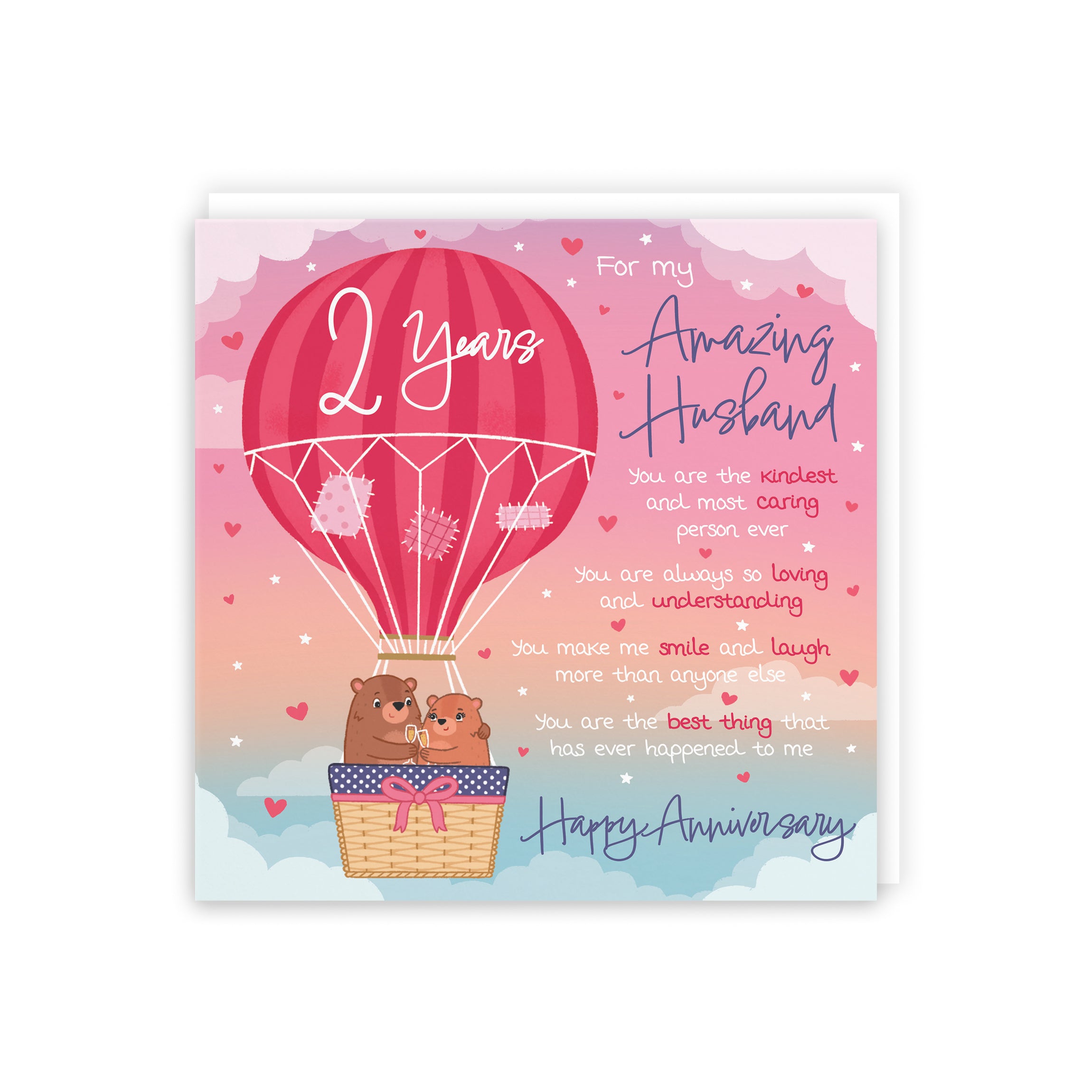 2nd Husband Anniversary Poem Card Love Is In The Air Cute Bears