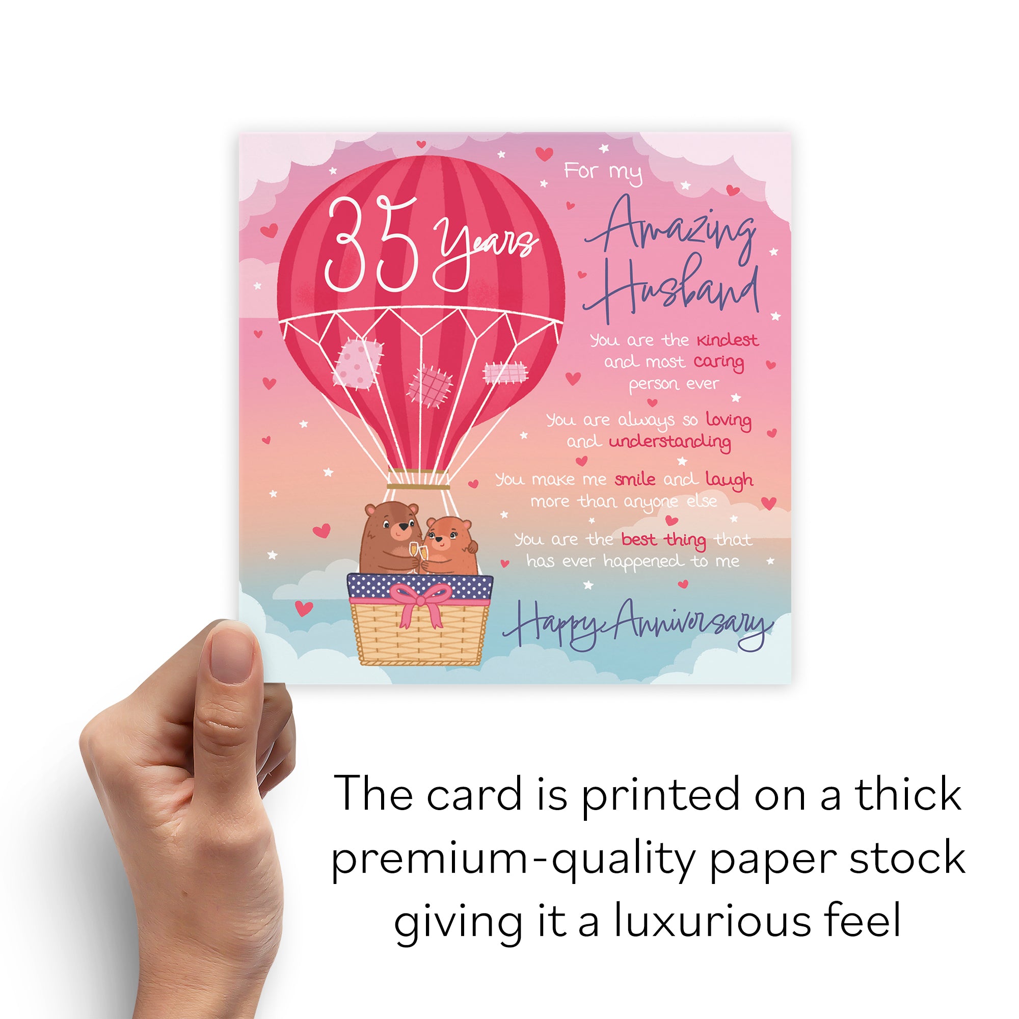 35th Husband Anniversary Poem Card Love Is In The Air Cute Bears