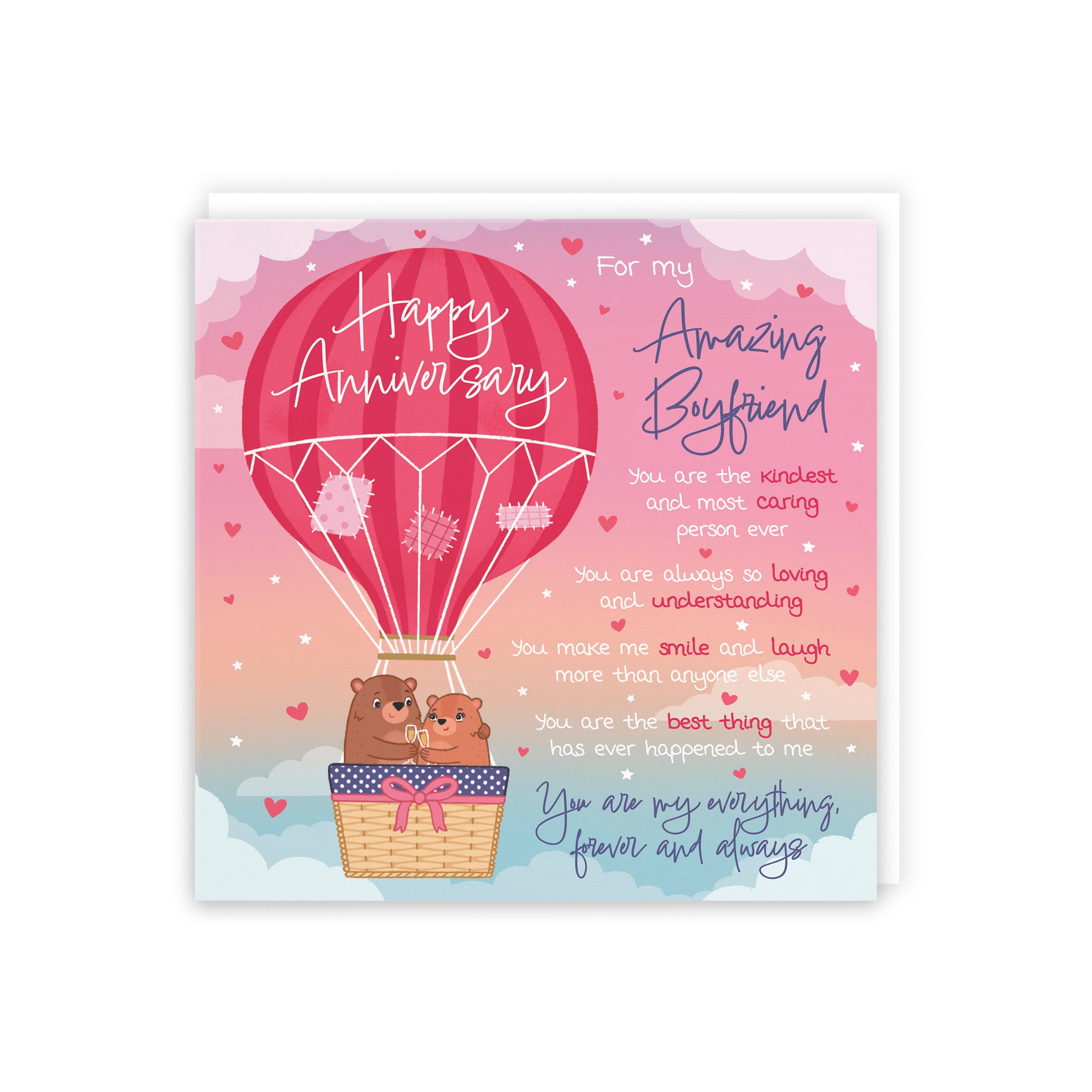 Boyfriend Romantic Anniversary Poem Card Love Is In The Air Cute Bears