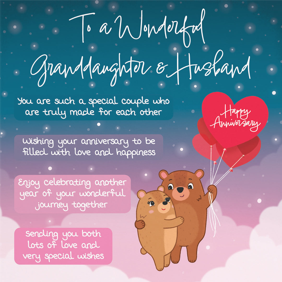 Granddaughter And Husband Poem Anniversary Card Starry Night Cute Bear ...