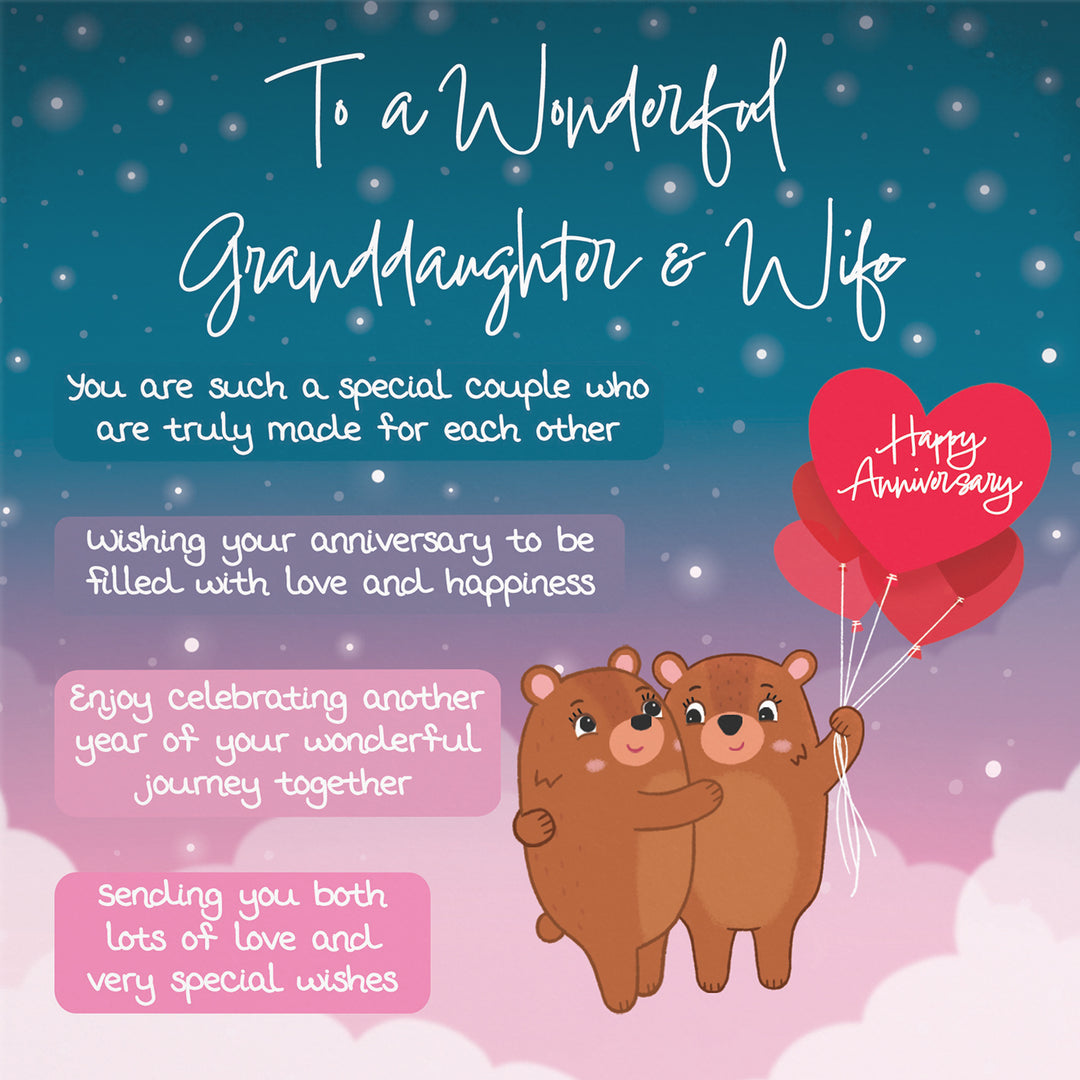 Granddaughter And Wife Poem Anniversary Card Starry Night Cute Bears ...