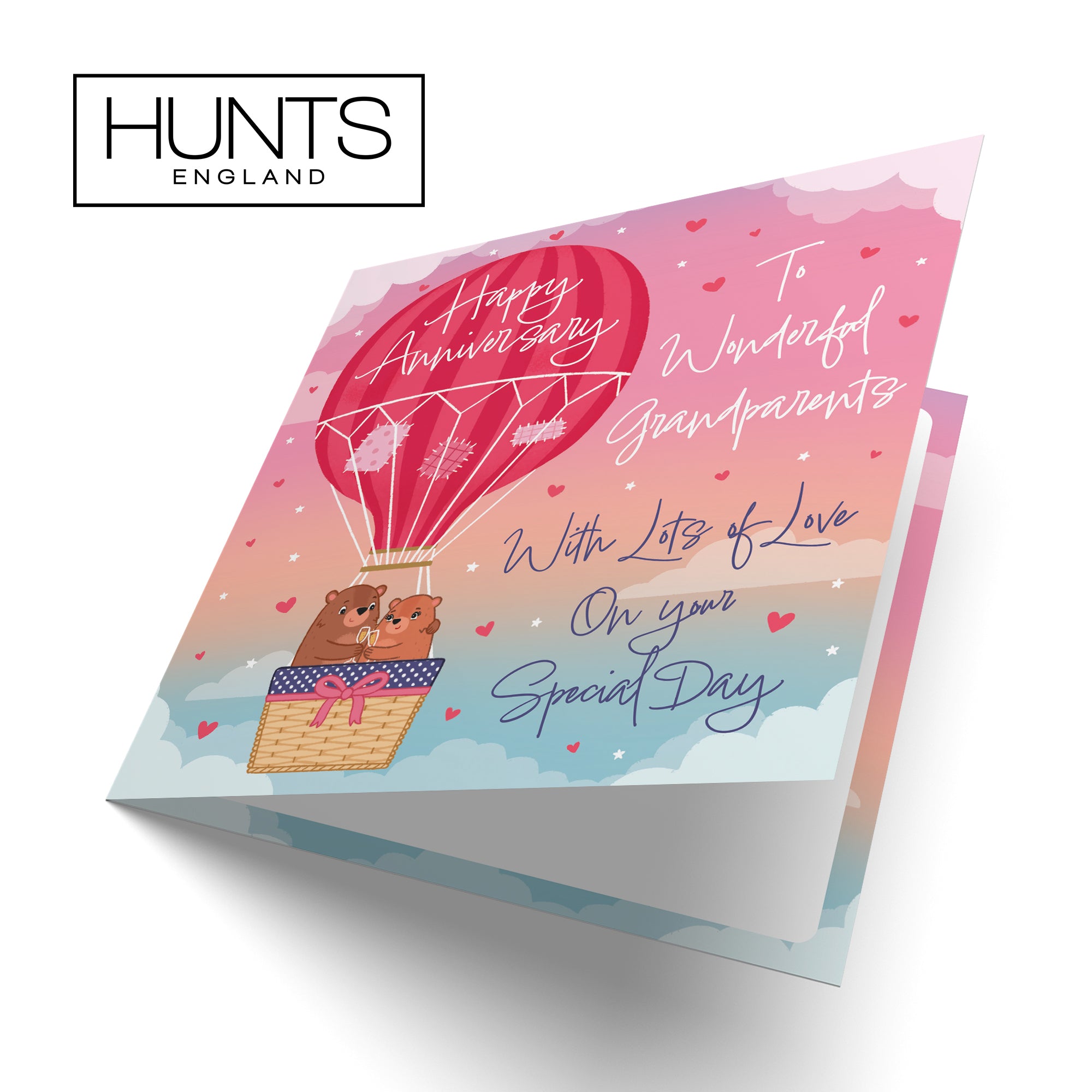 Grandparents Hot Air Balloon Anniversary Card Cute Bears