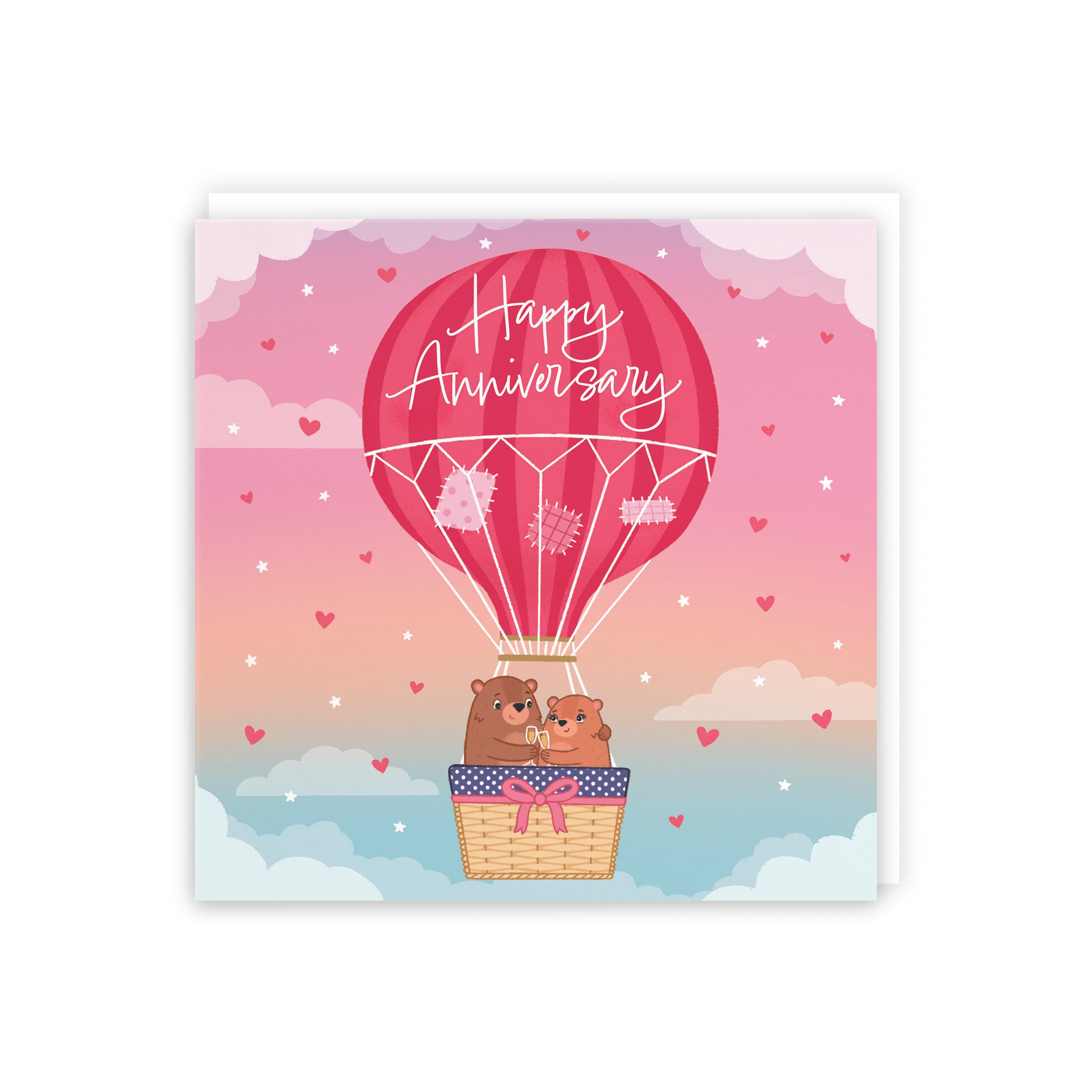 Hot Air Balloon Anniversary Card Cute Bears