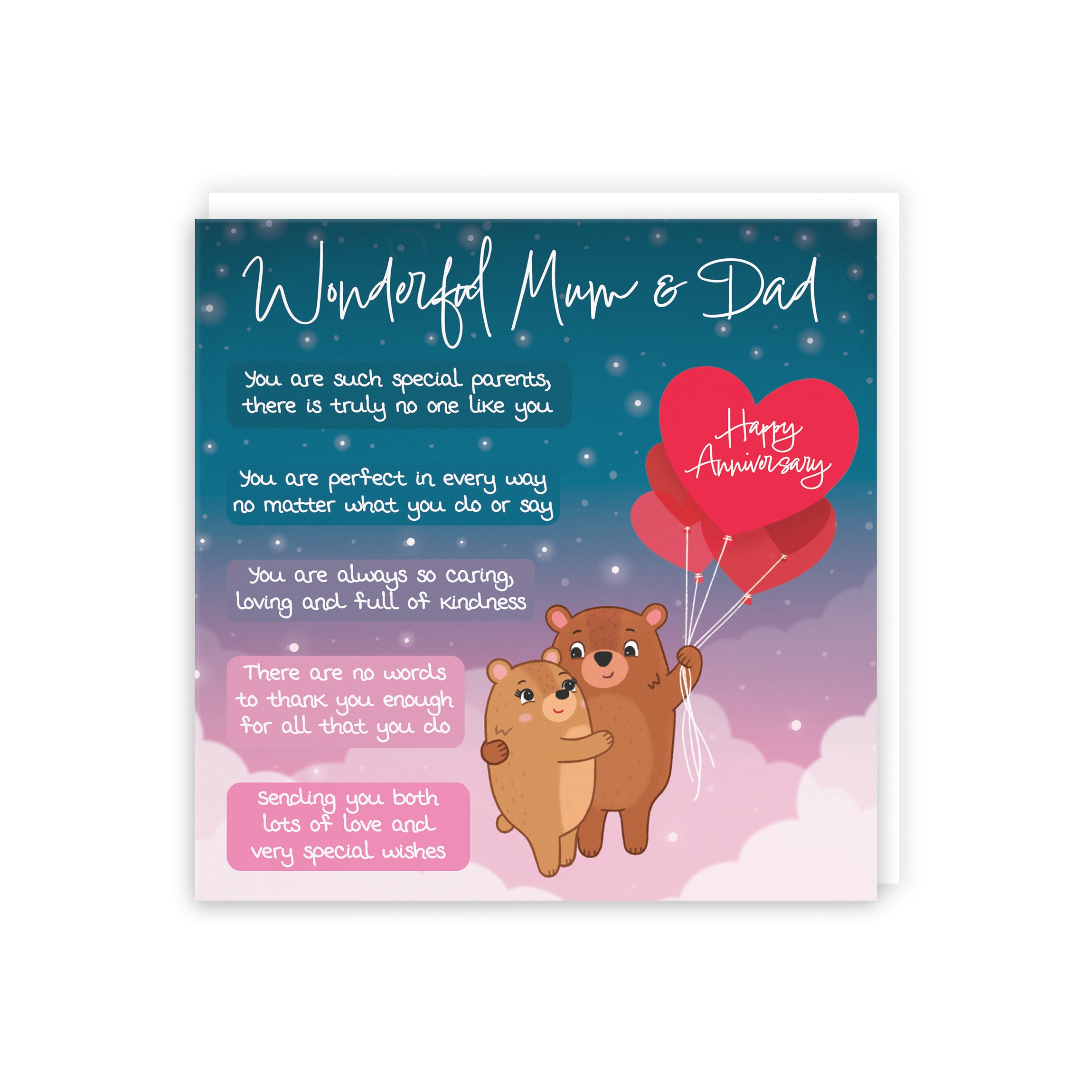 Mum And Dad Poem Anniversary Card Starry Night Cute Bears