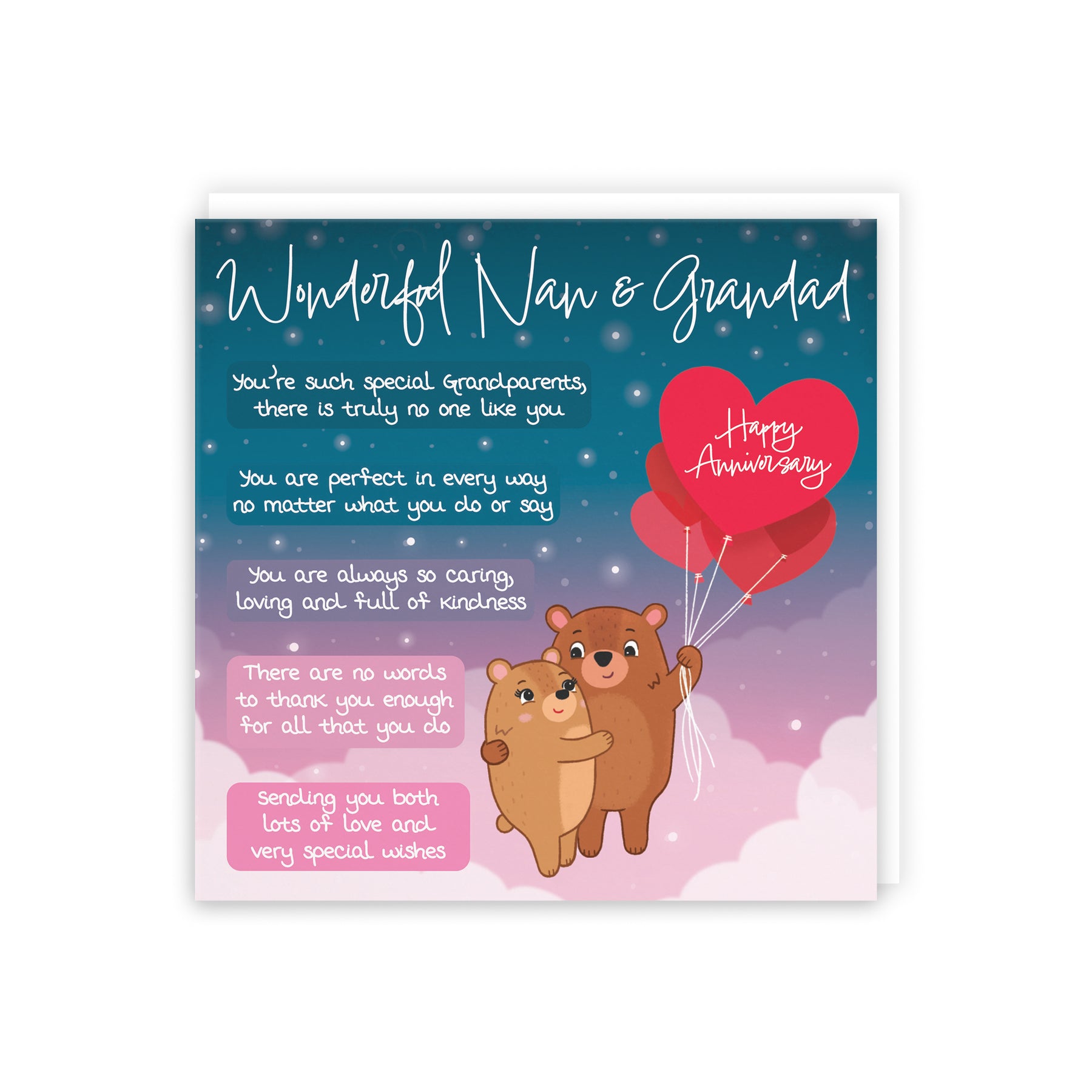 Happy Anniversary Nan & Grandad Card, Love Heart Non Glossy Design