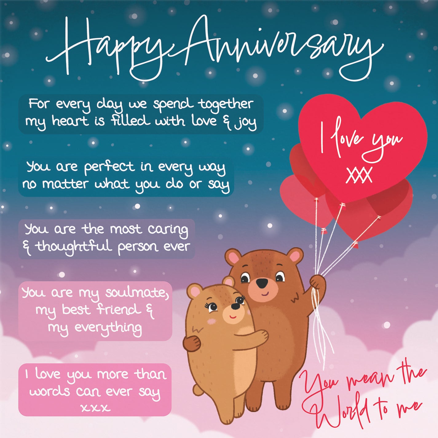 Romantic Starry Night Anniversary Card Starry Night Cute Bears