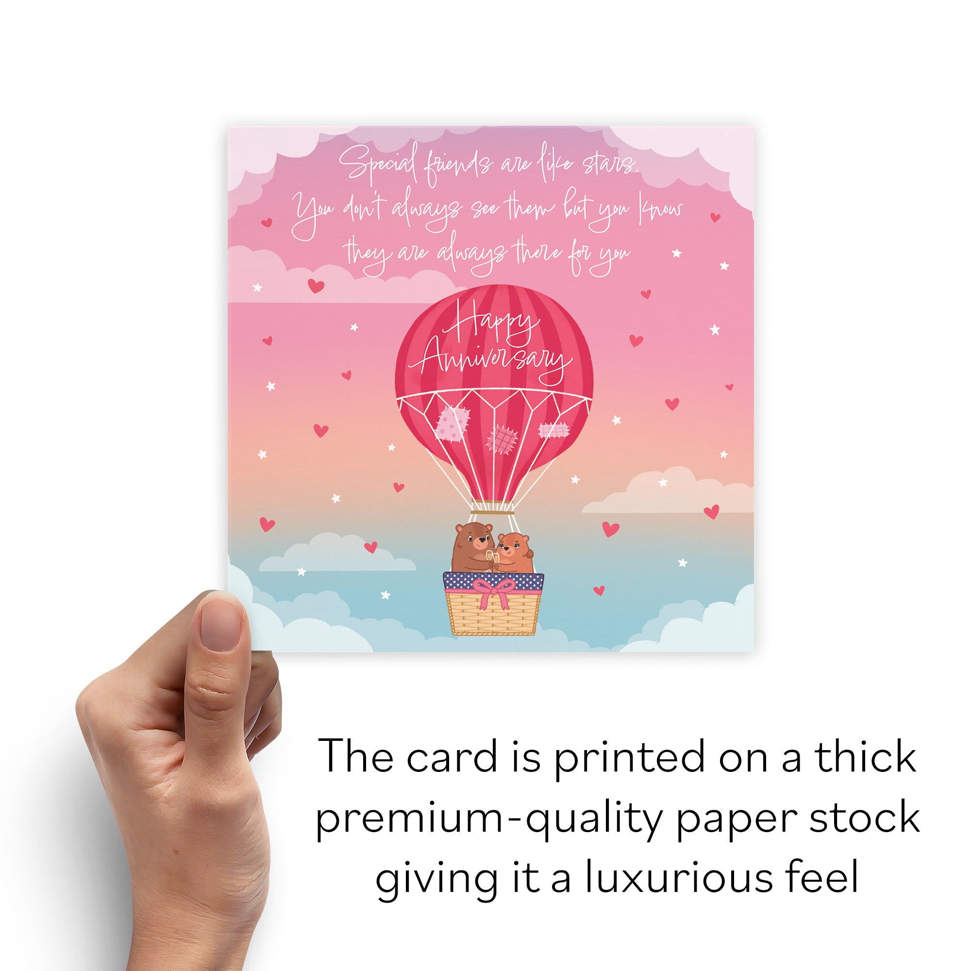 Special Friends Are Like Stars Hot Air Balloon Anniversary Card Cute Bears