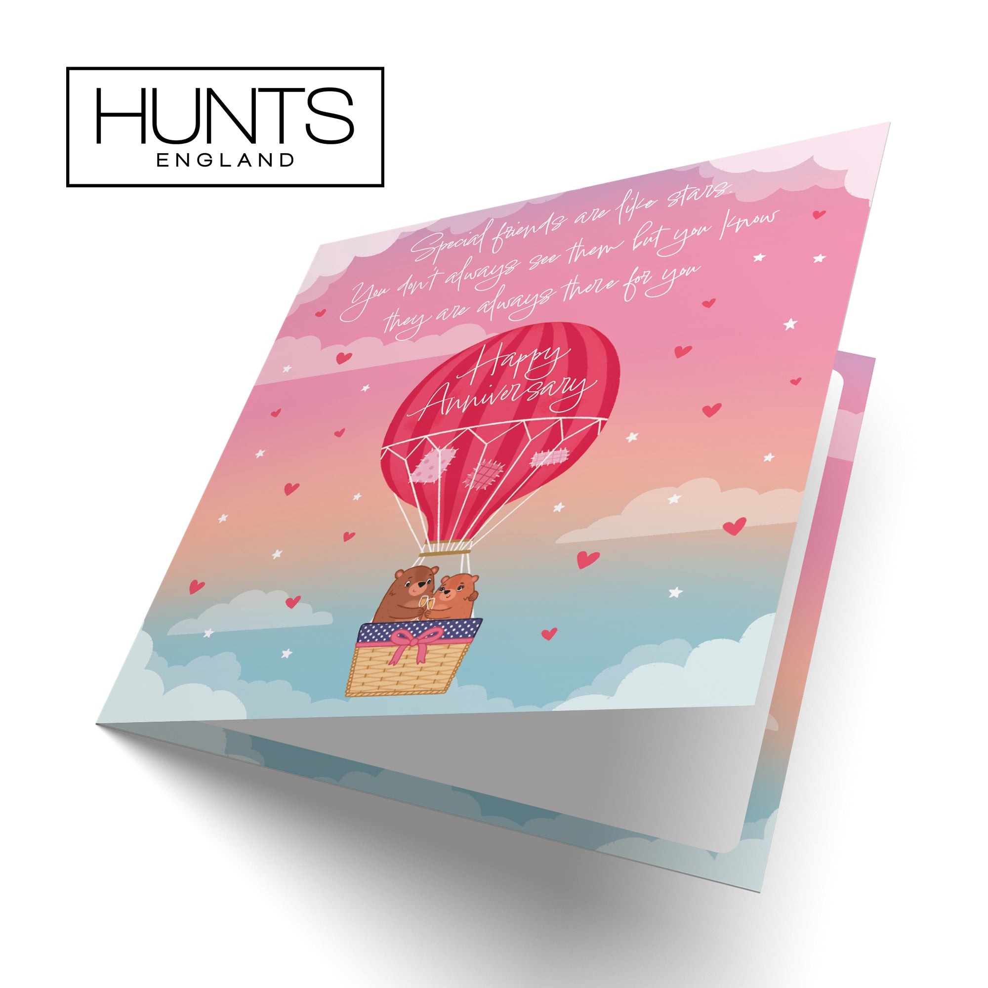 Special Friends Are Like Stars Hot Air Balloon Anniversary Card Cute Bears