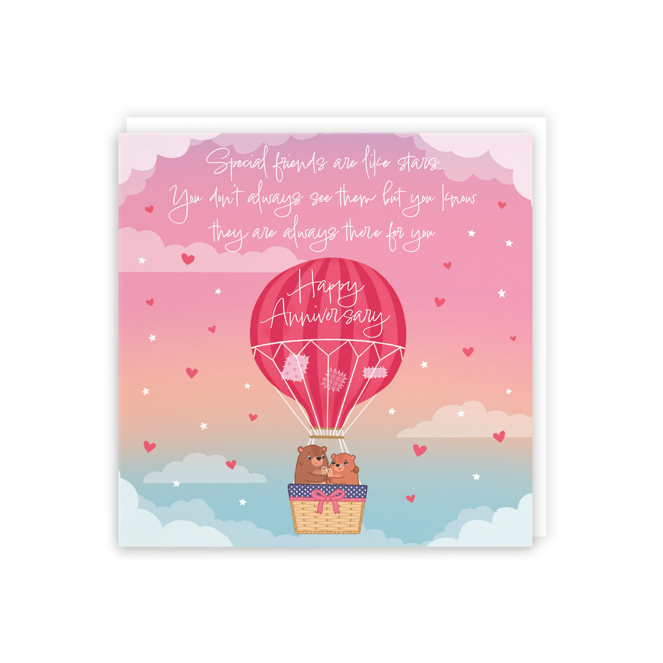 Special Friends Are Like Stars Hot Air Balloon Anniversary Card Cute Bears