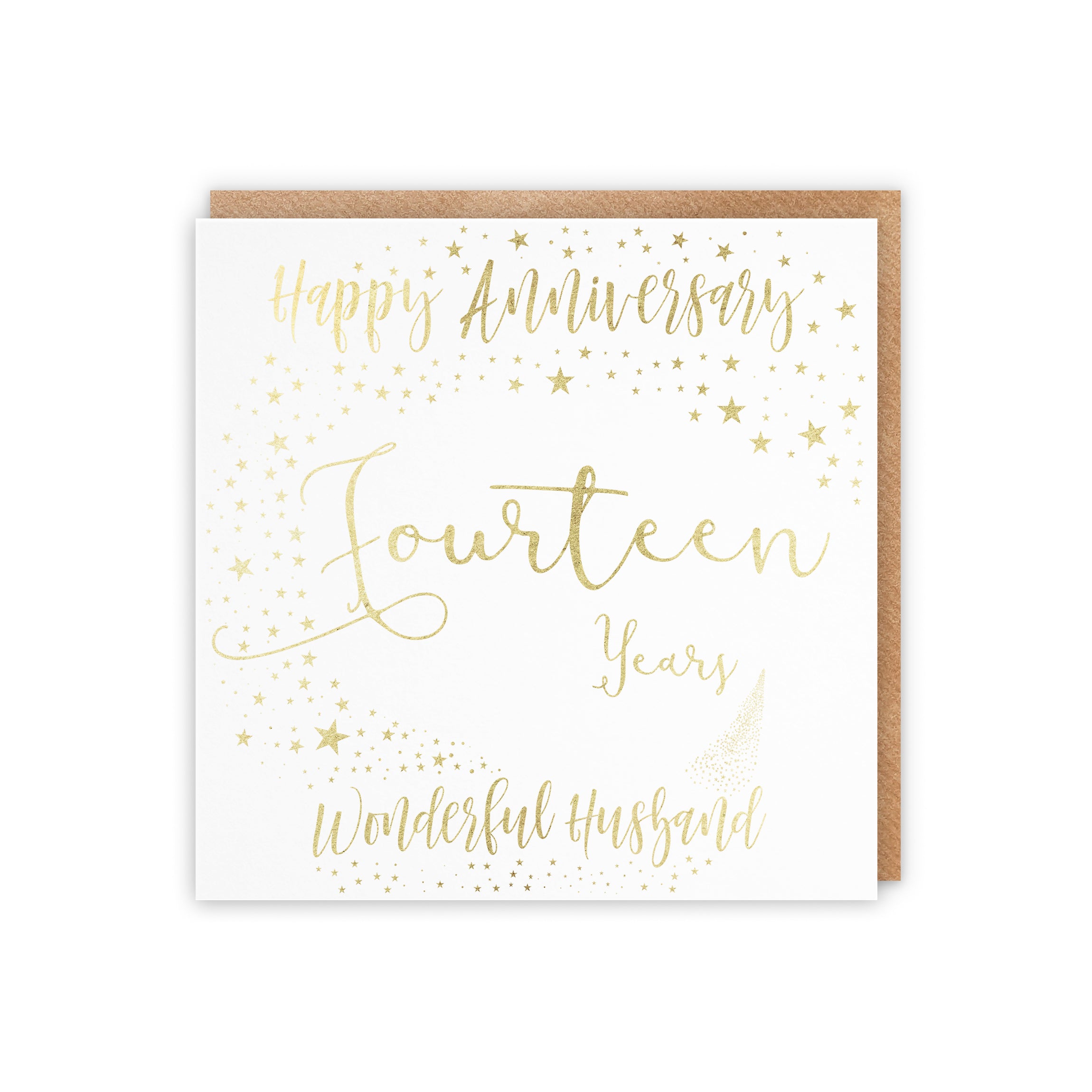 14th Husband Anniversary Card Foil Stars