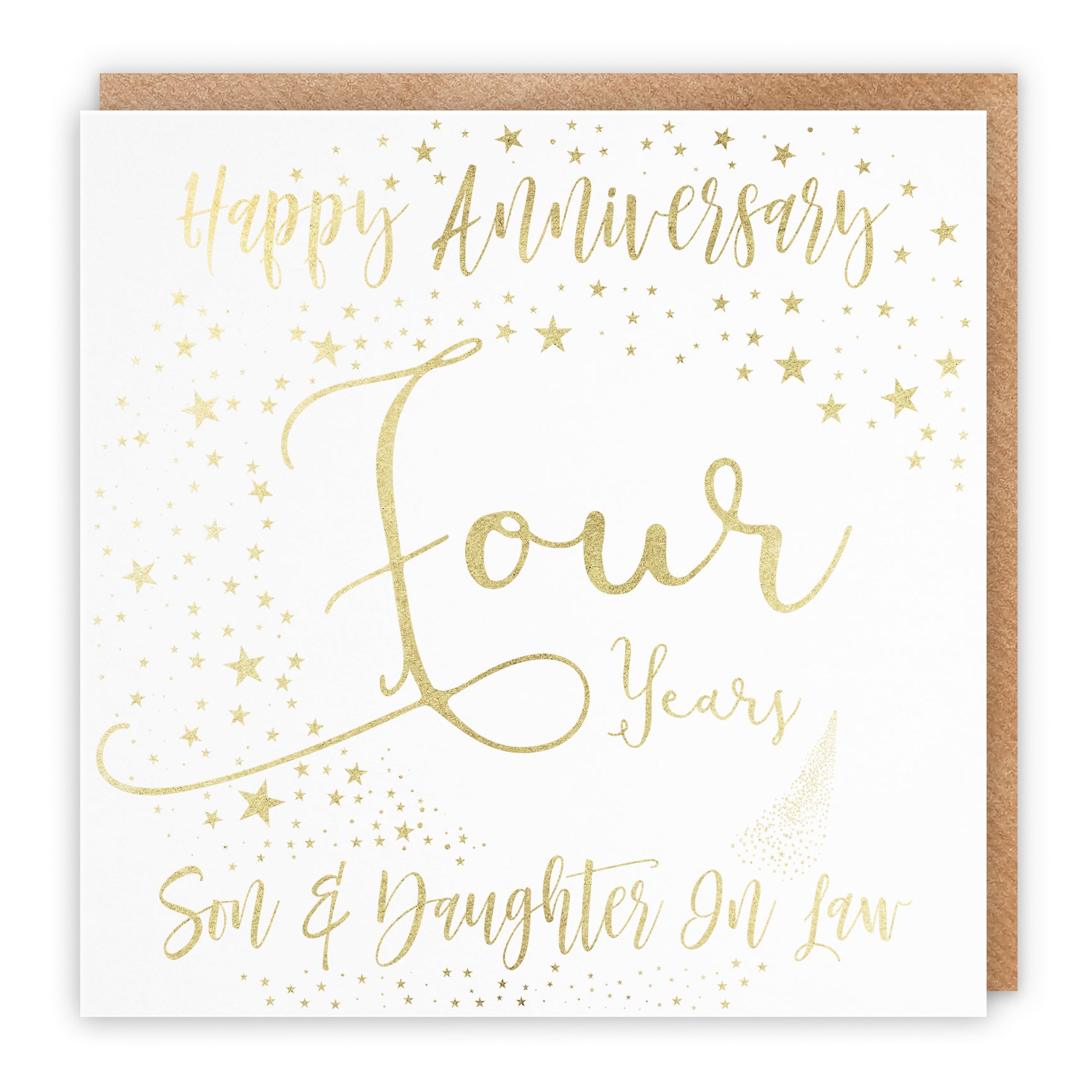 4th Son And Daughter In Law Anniversary Card Foil Stars