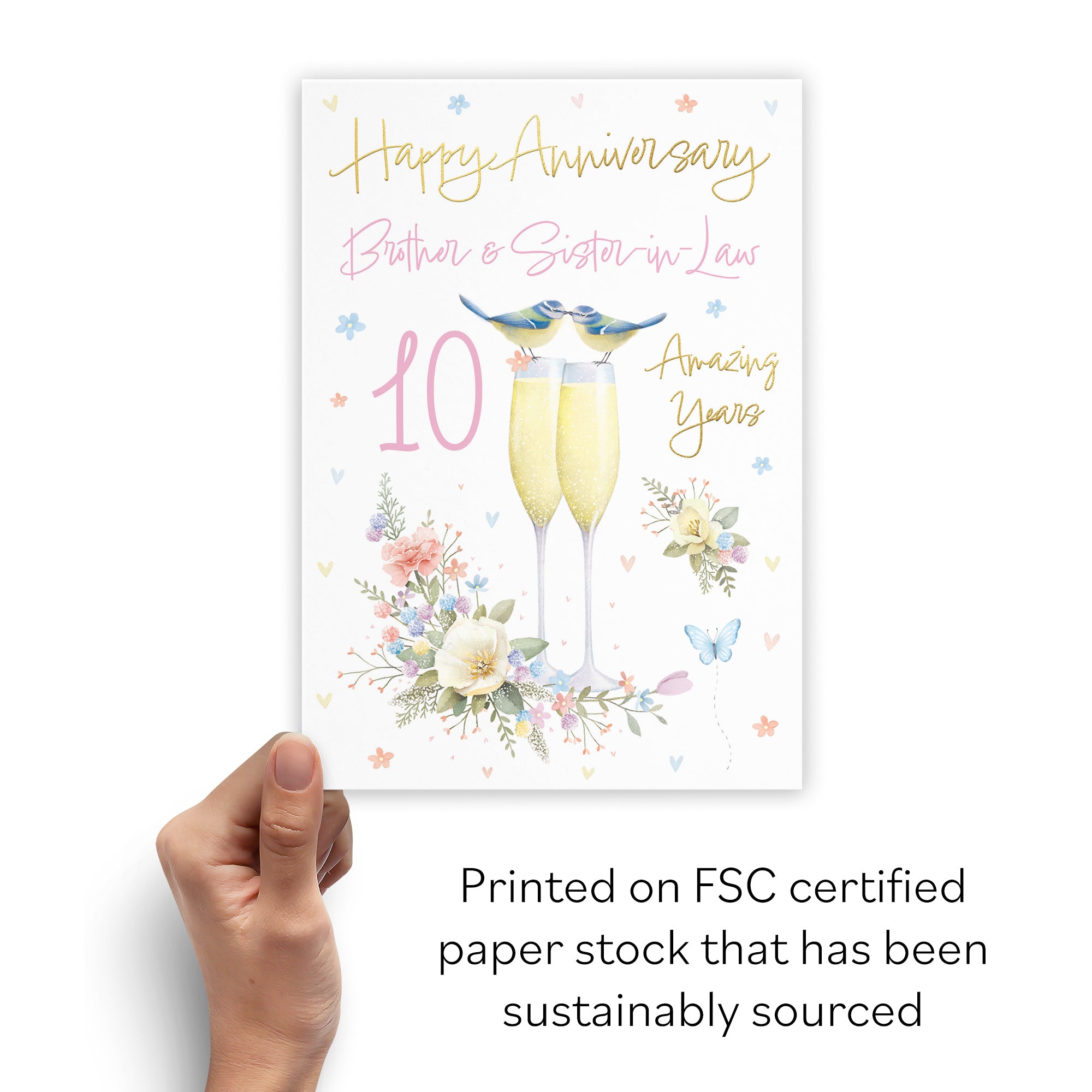 10th Brother And Sister-in-Law Anniversary Card Champagne Flutes Milo's Gallery