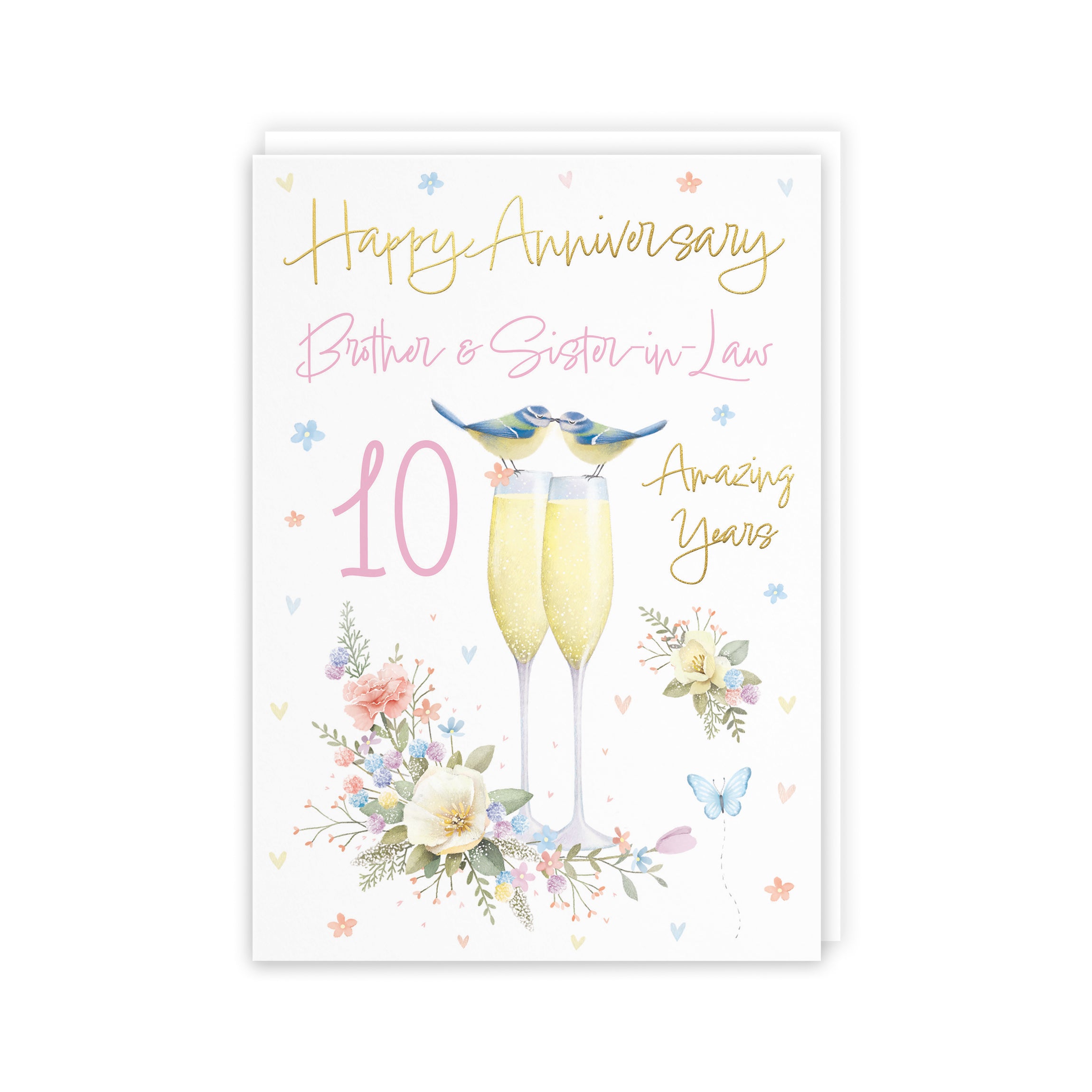 10th Brother And Sister-in-Law Anniversary Card Champagne Flutes Milo's Gallery