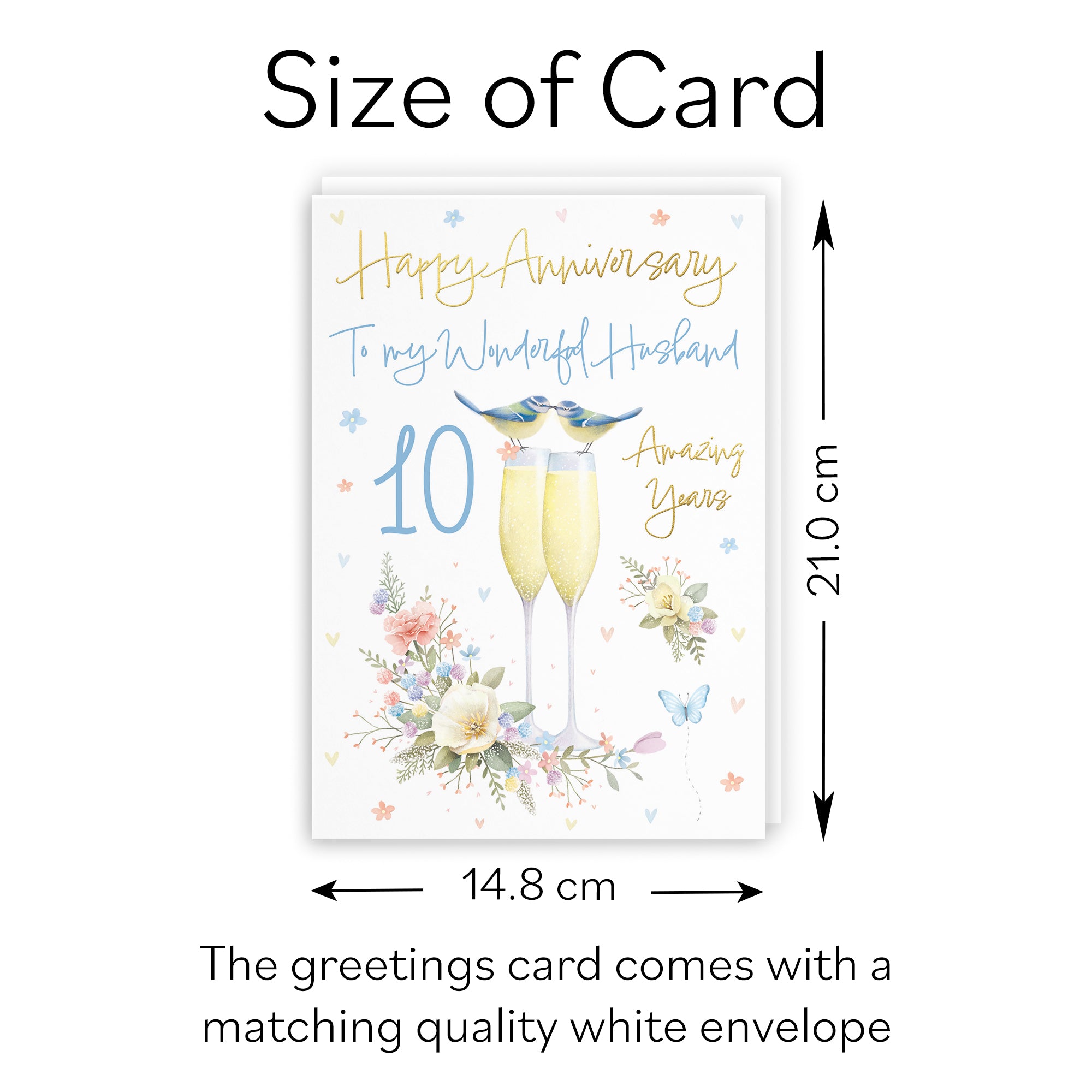 10th Husband Anniversary Card Champagne Flutes Milo's Gallery