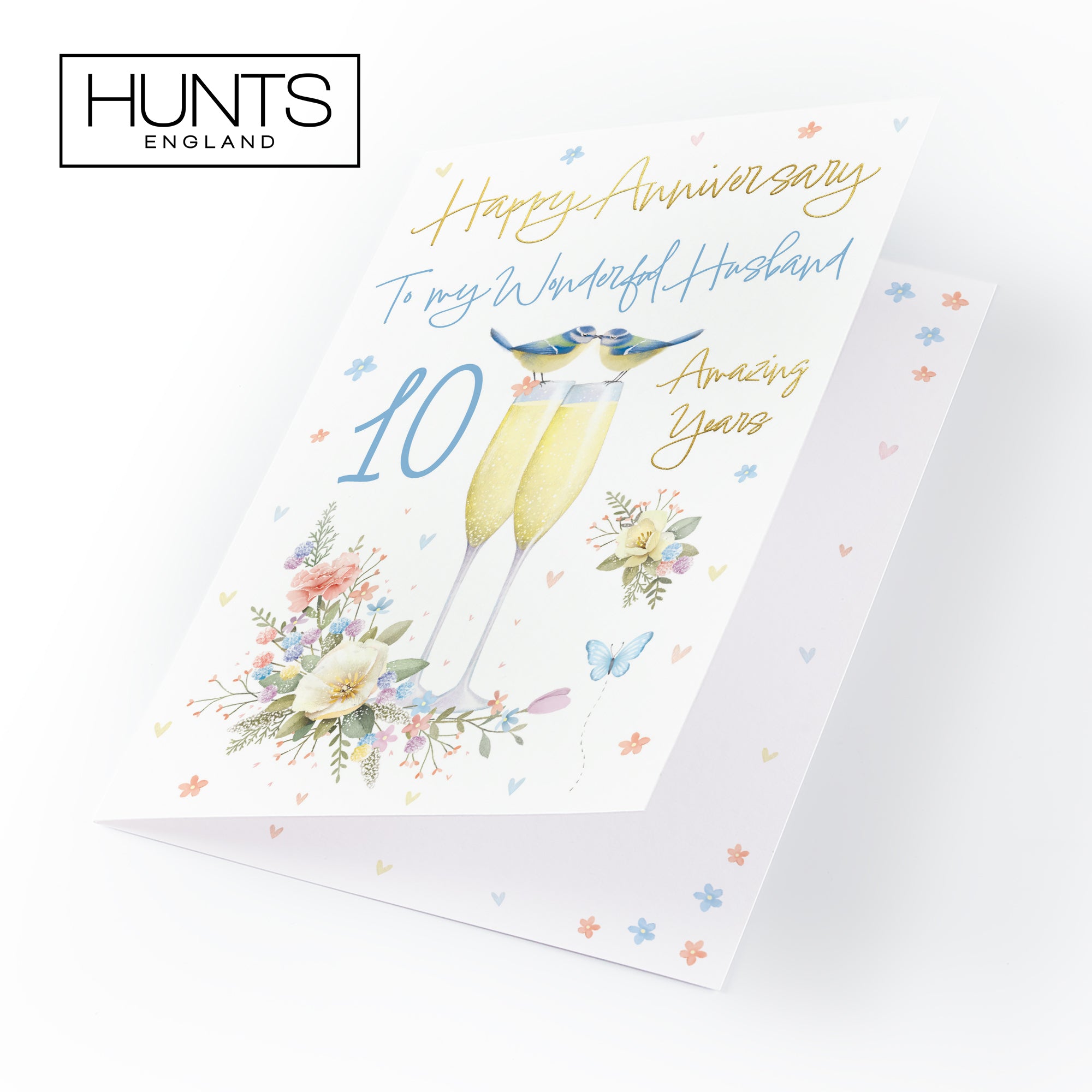 10th Husband Anniversary Card Champagne Flutes Milo's Gallery